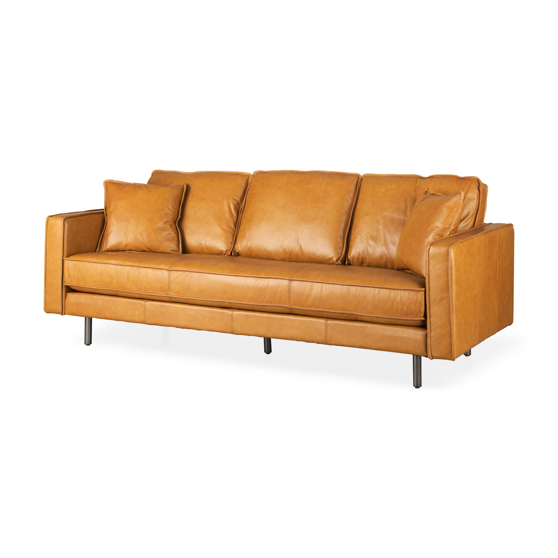 D'Arcy 88.0L x 37.0W x 34.0H Tan Leather Sofa — product photograph