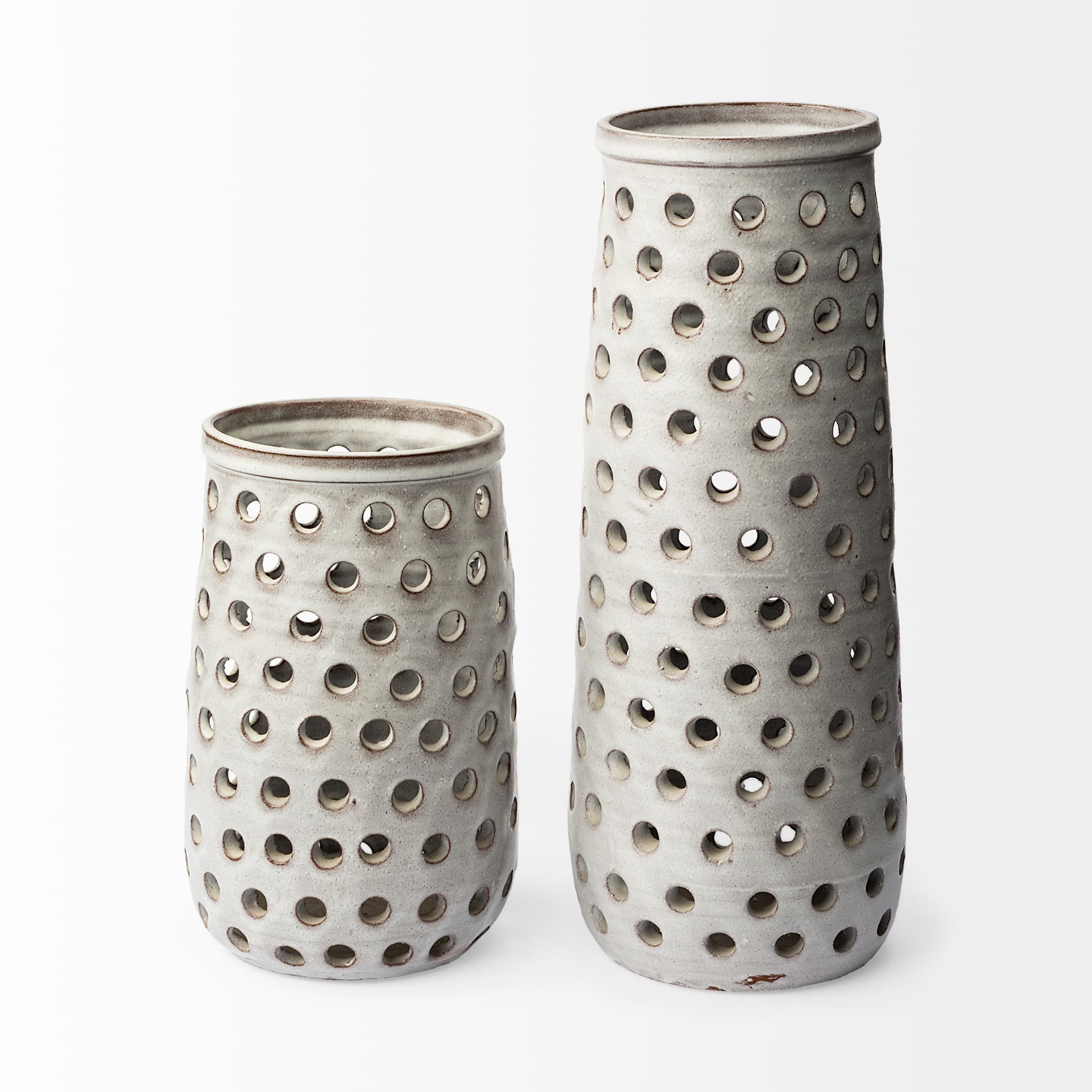 Canasta Small Rustic White Ceramic Cylindrical Vase — product photograph