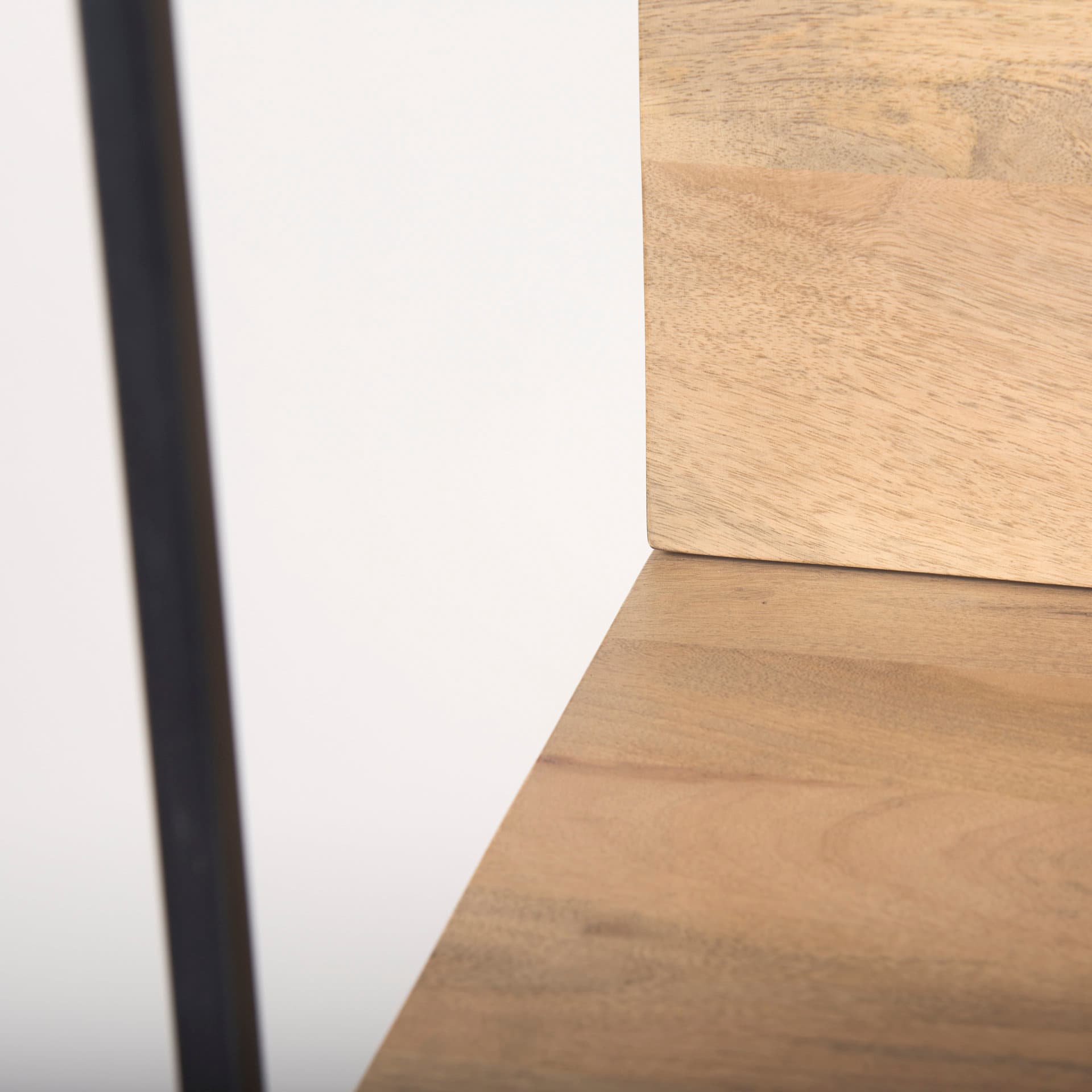 Morris 19.75 L x 15.0W x 72.5H Beige Wood W/Black Metal Frame 4-Tier Shelving Unit — product photograph