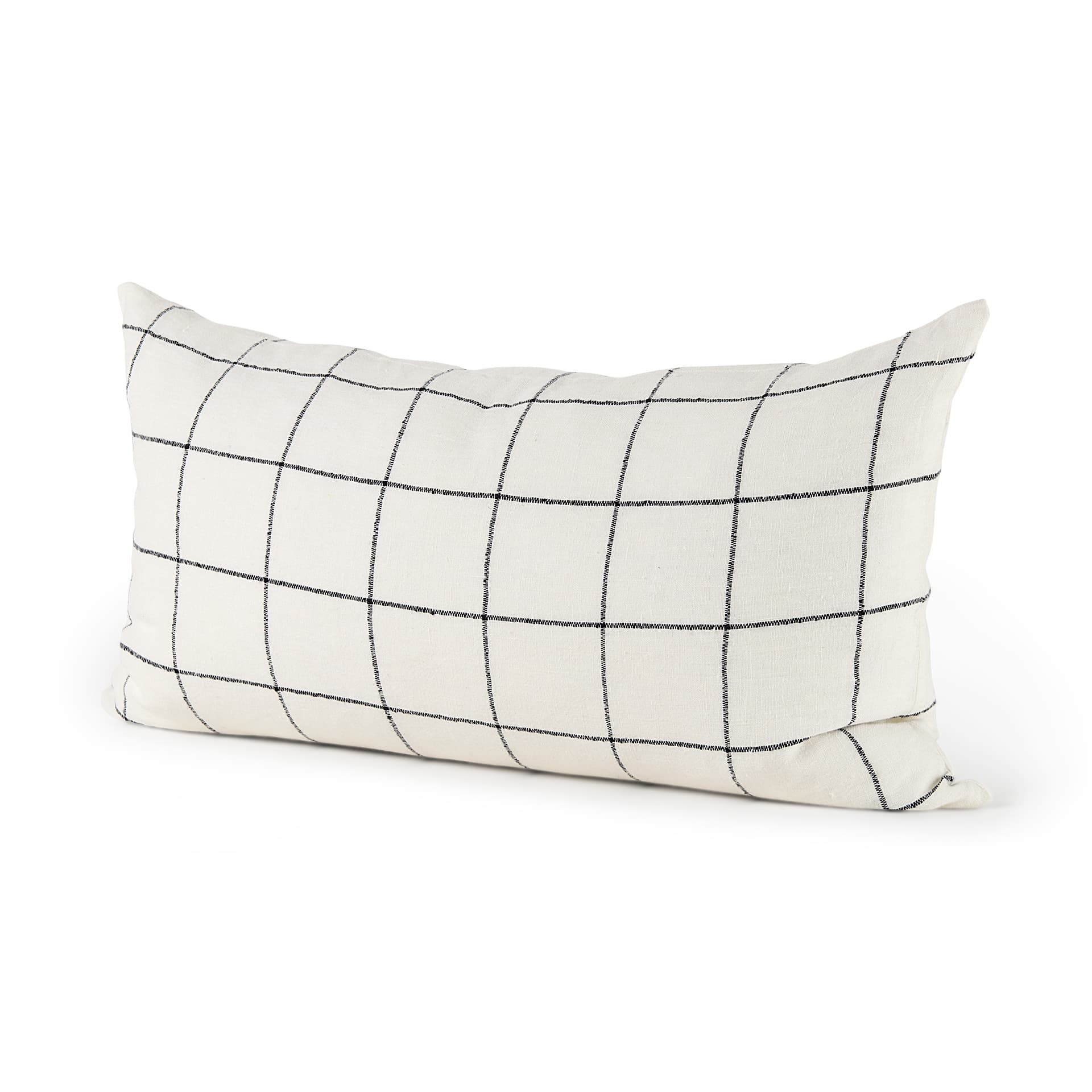 Suzanne 14x26 White/Black Square Pattern Pillow Cover — product photograph