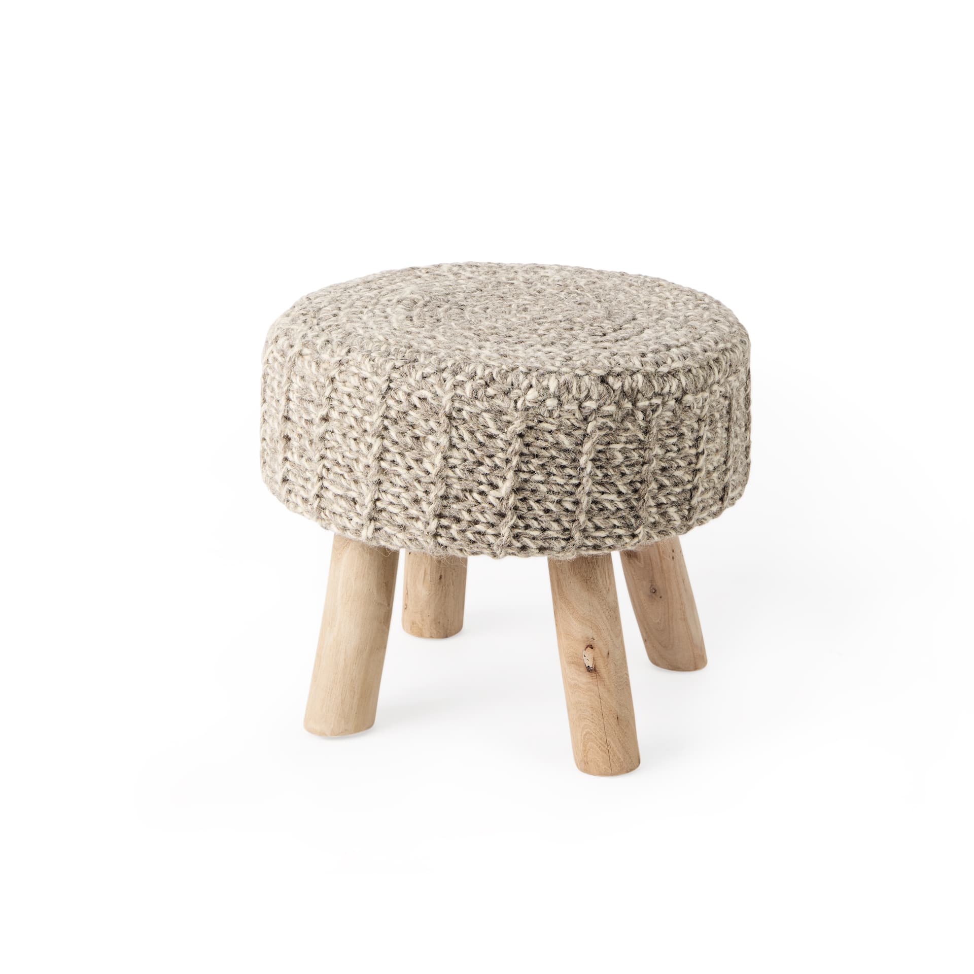 Bina 19.0L x 19.0W x 15.0H Taupe 4 Legged Wool Stool — product photograph