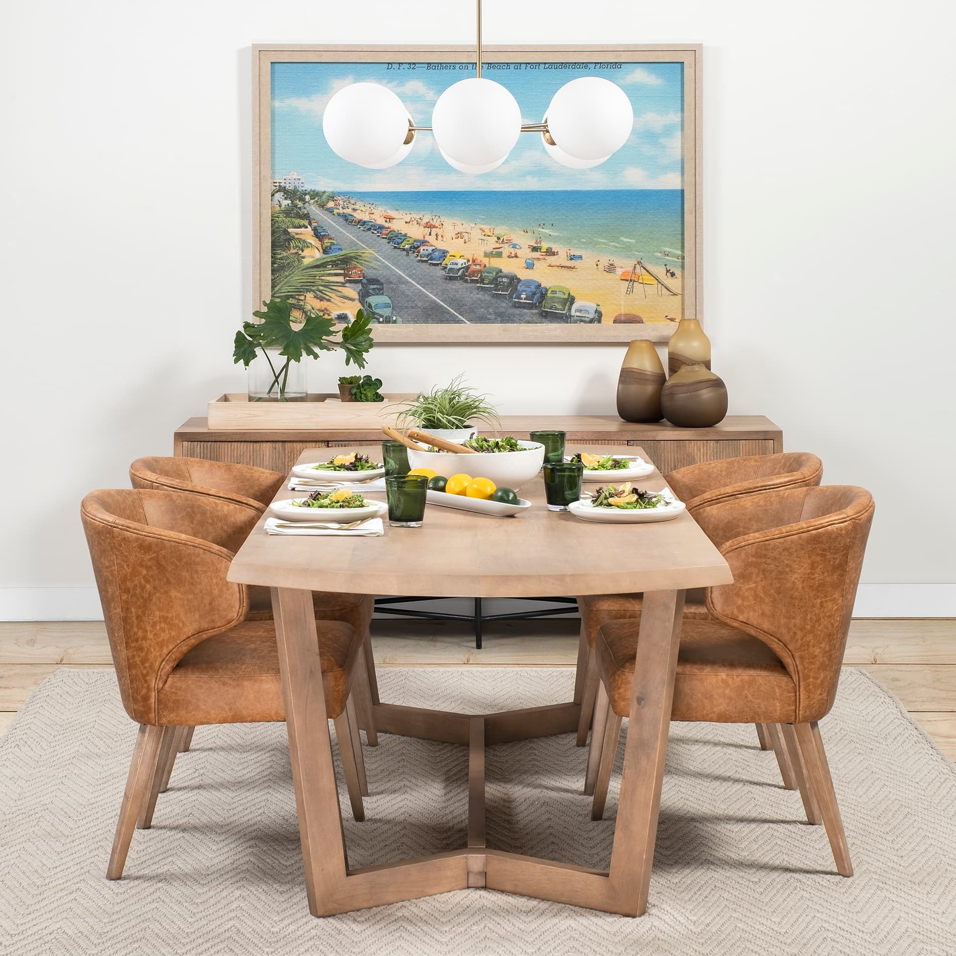 Denver 92"L x 39"W Rectangular Dining Table | Modern | Brown Wood | Seats 6 — product photograph