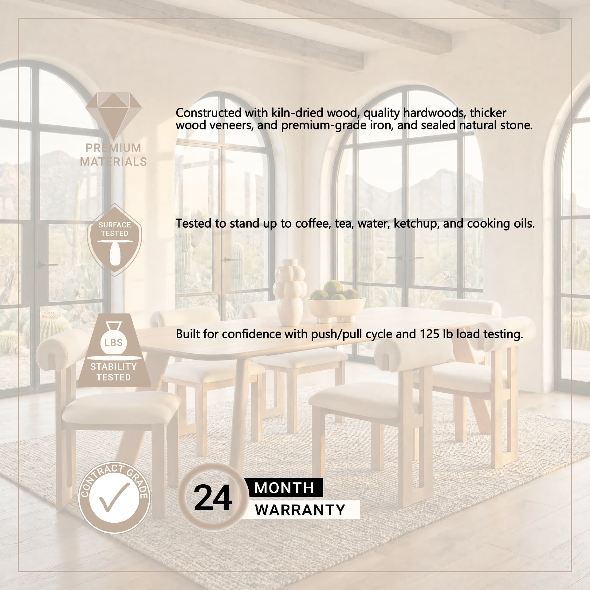 Welborn 84"L x 42"W Rectangular Dining Table | Modern | Light Brown Wood | Seats 8 — product photograph
