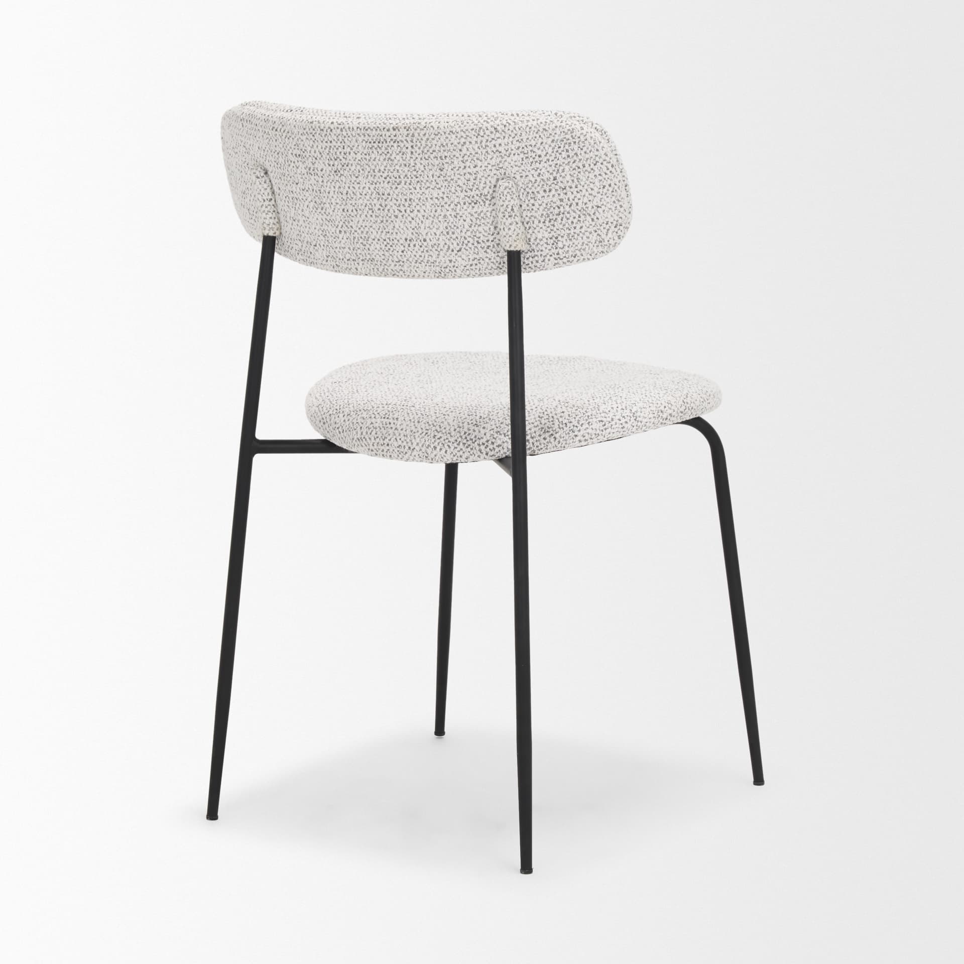 Casey Curved Back Dining Side Chair | Gray Fabric w/ Black Metal — product photograph