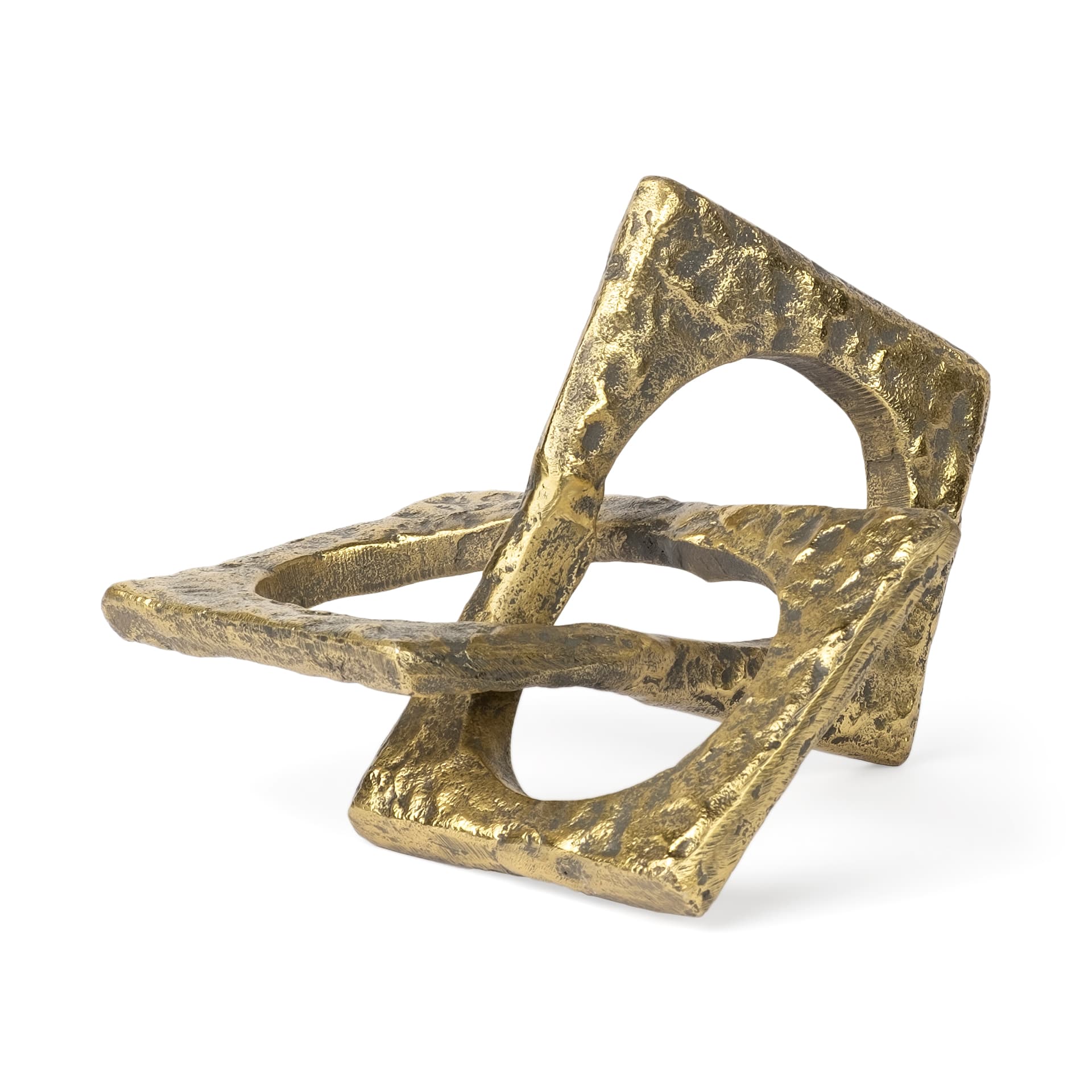 Delaunay I (Large) 10L X9W Gold Hammered Metal Interlinked Patterned — product photograph