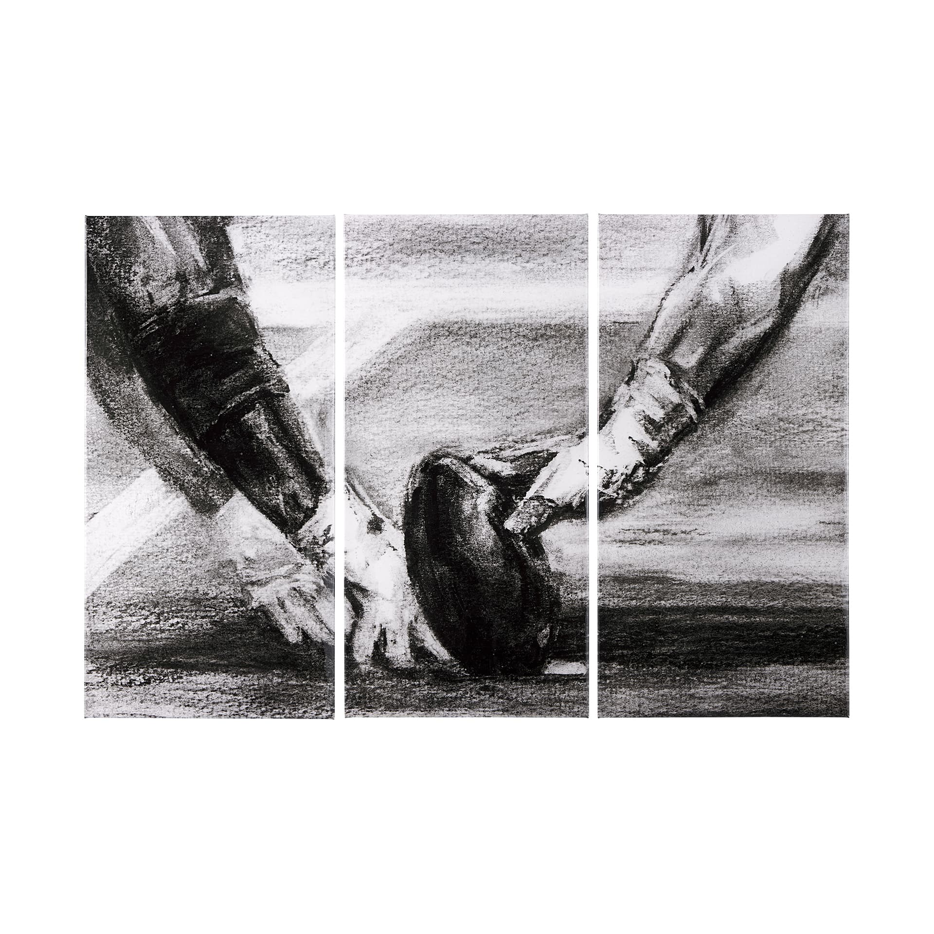 Sports Collection Football 3 Piece Triptych (L) by Mercana Studio a Hand Embellished Textured Canvas — product photograph