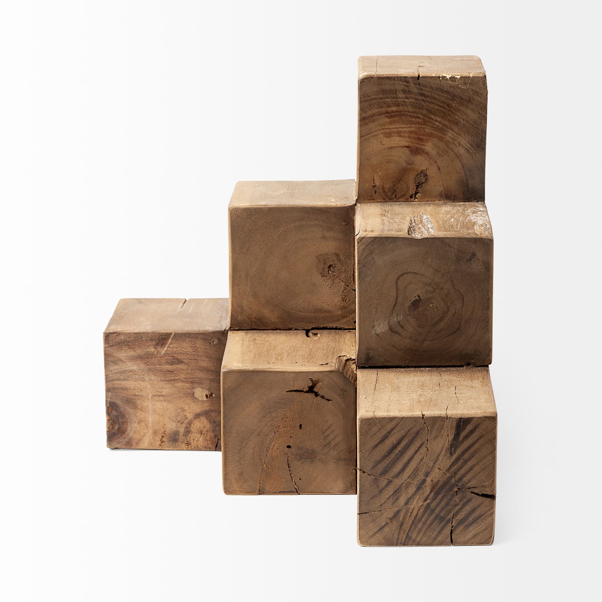 Rubik 15L x 10W Natural Wooden Cube Display Object — product photograph