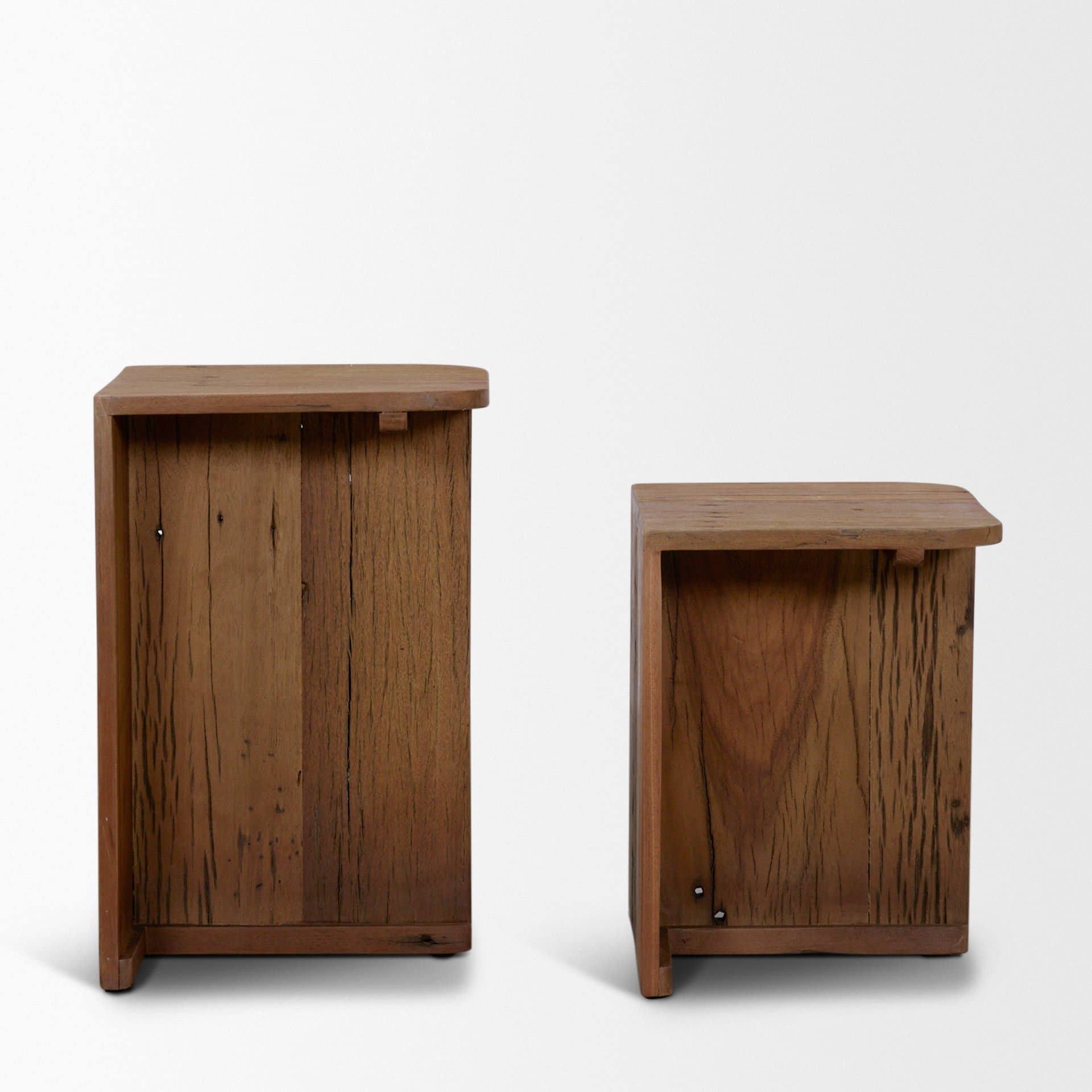 Lucan Mid-Dark Brown Reclaimed Wood Side Tables — product photograph