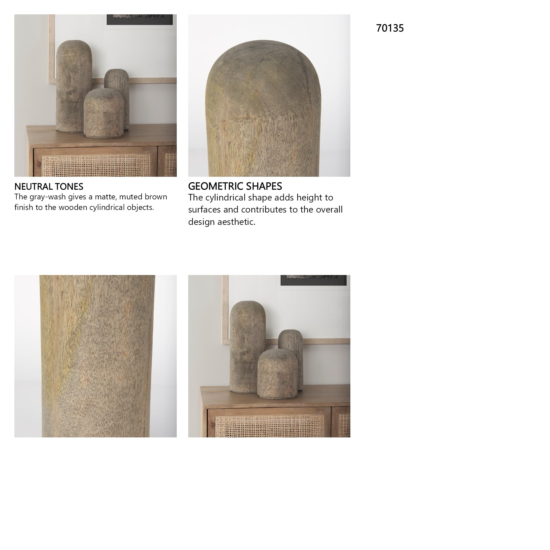 Knox Large Gray-Wash Wood Decorative Object — in a styled room