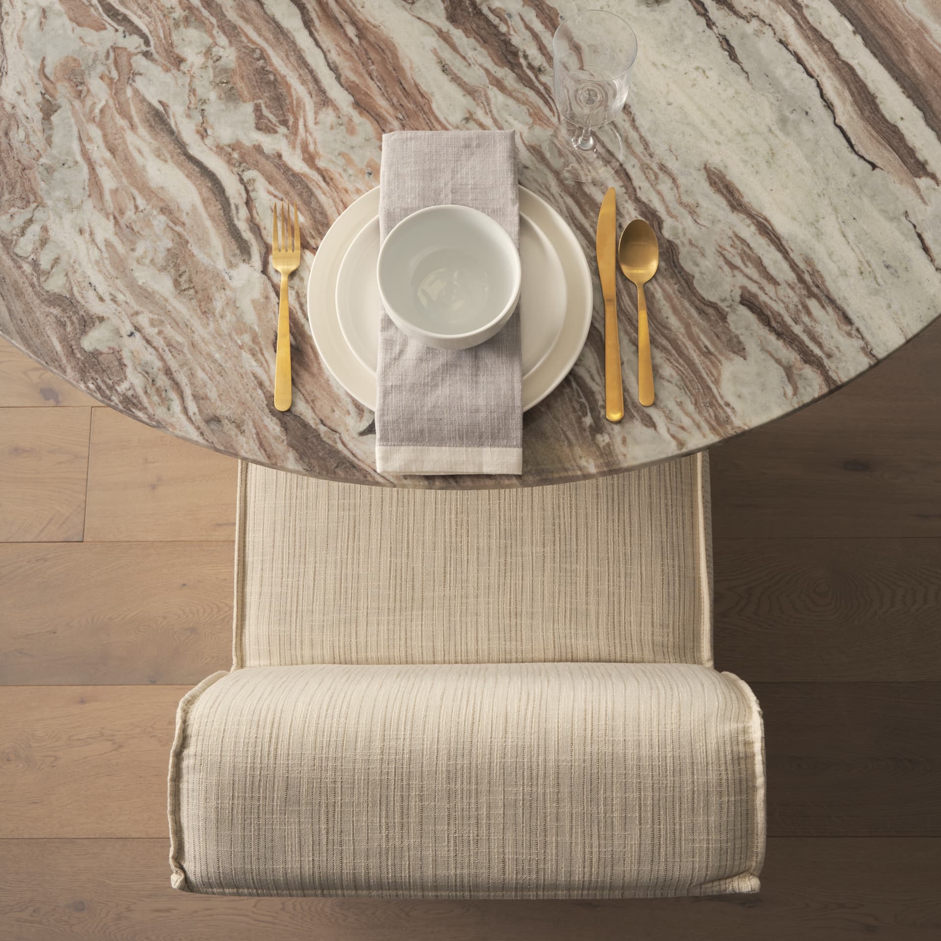 Damon Barrel Back Dining Arm Chair | Cream Fabric w/ Caster Base — product photograph