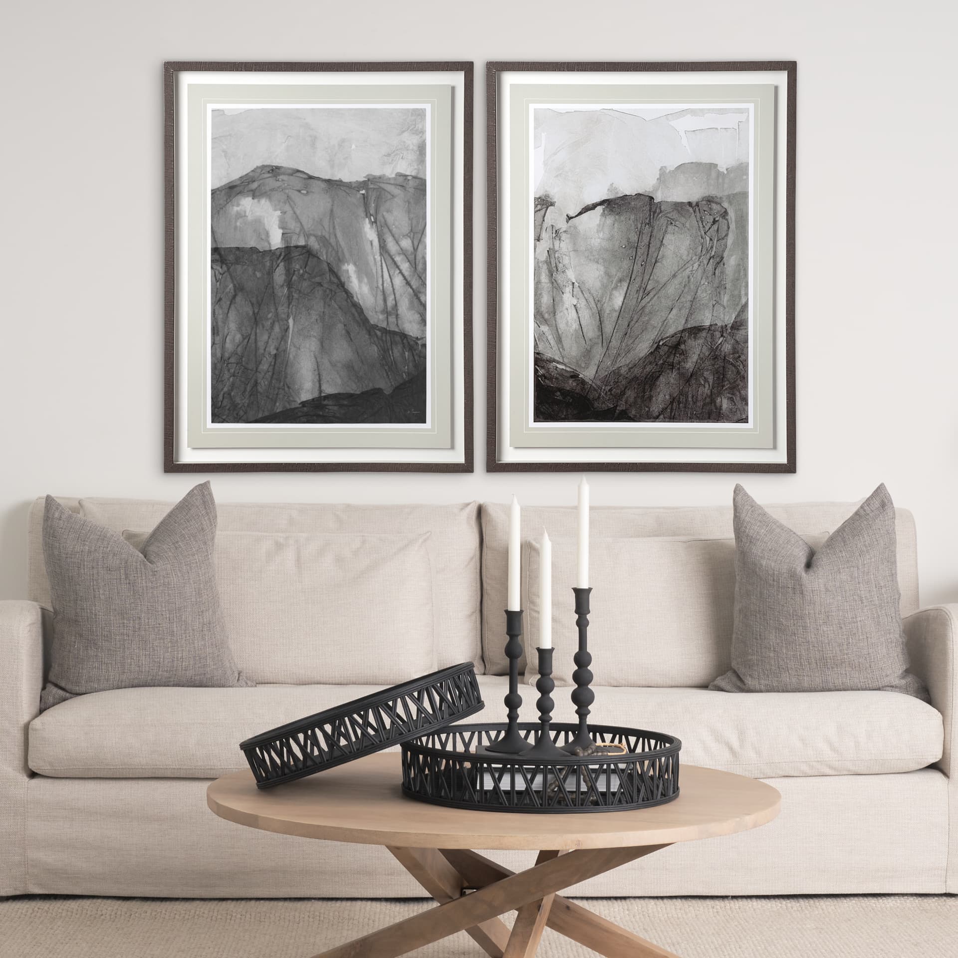 Rising Ridge II by Mercana Studio a Hand Embellished Textured Framed Art Print Matted under Glass — in a styled room