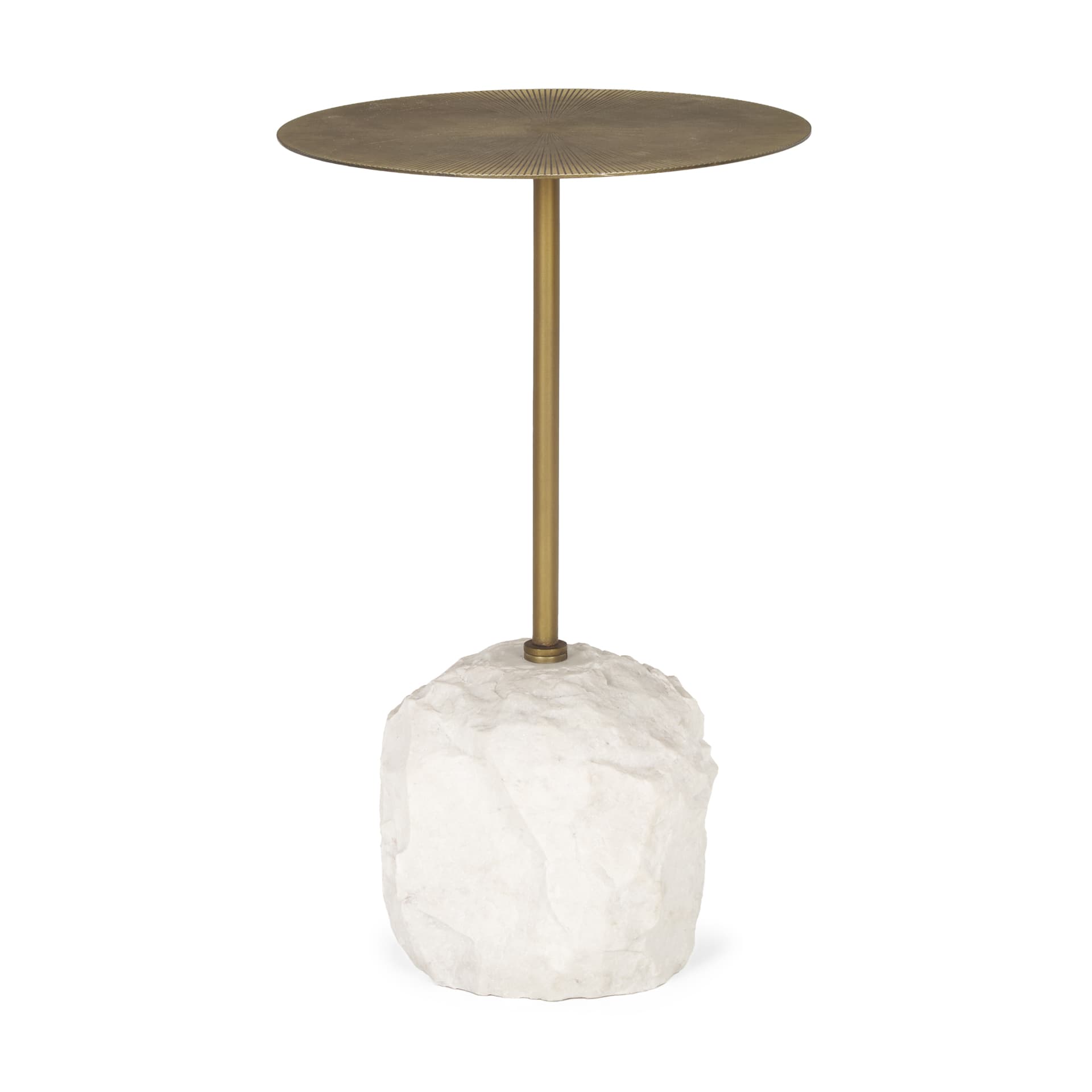 Rini Gold Metal and White Marble Accent Table — product photograph
