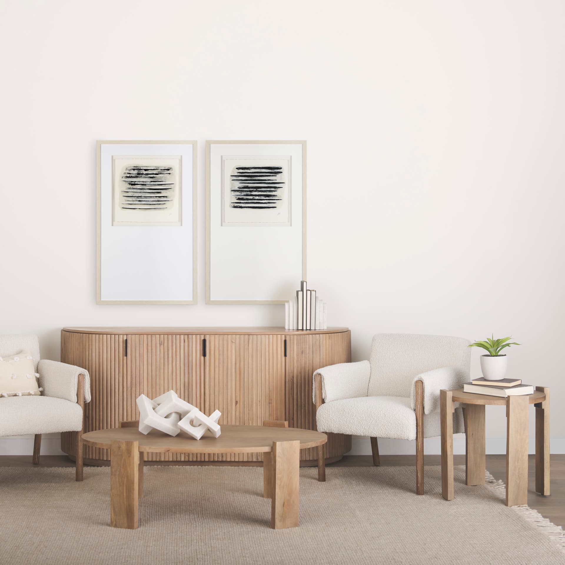 Evelyn Light Brown Oblong Coffee Table — in a styled room