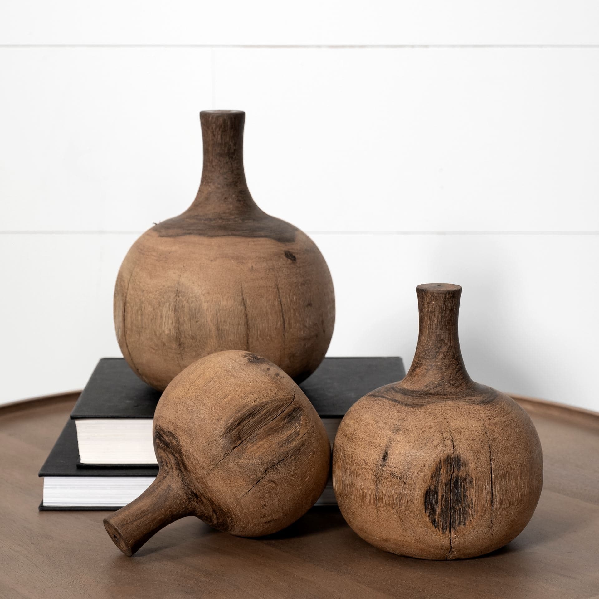 Afra Medium Solid Wood Vase Shaped Decorative Object — product photograph