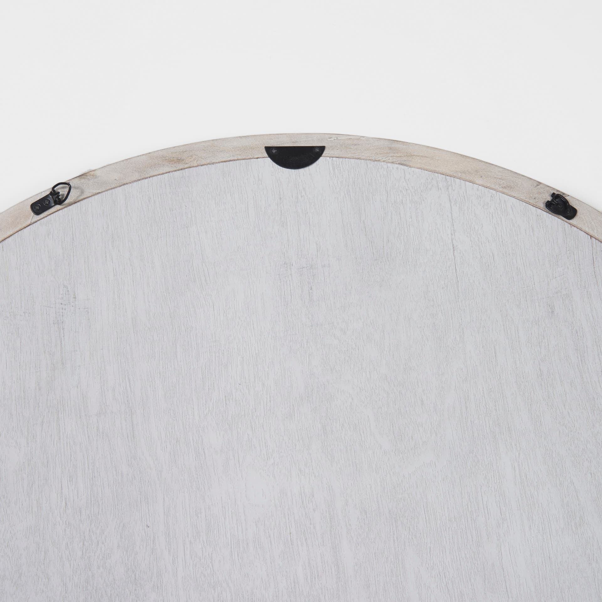 Gambit 46" Round White Wash Wood Frame Wall Mirror — product photograph