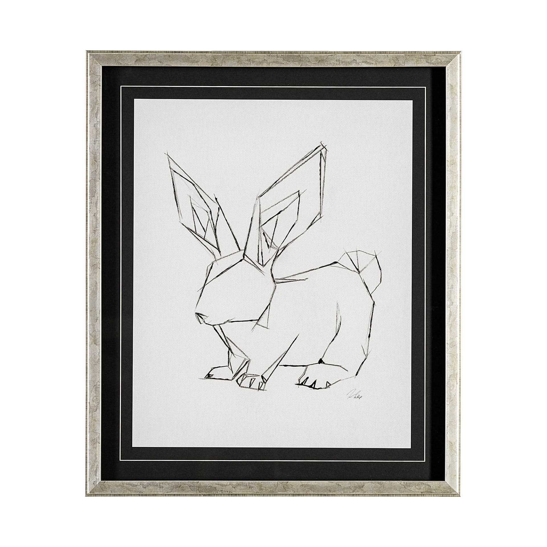 Geo Bunny by Mercana Studio a Hand Embellished Textured Framed Art Print Matted under Glass — product photograph