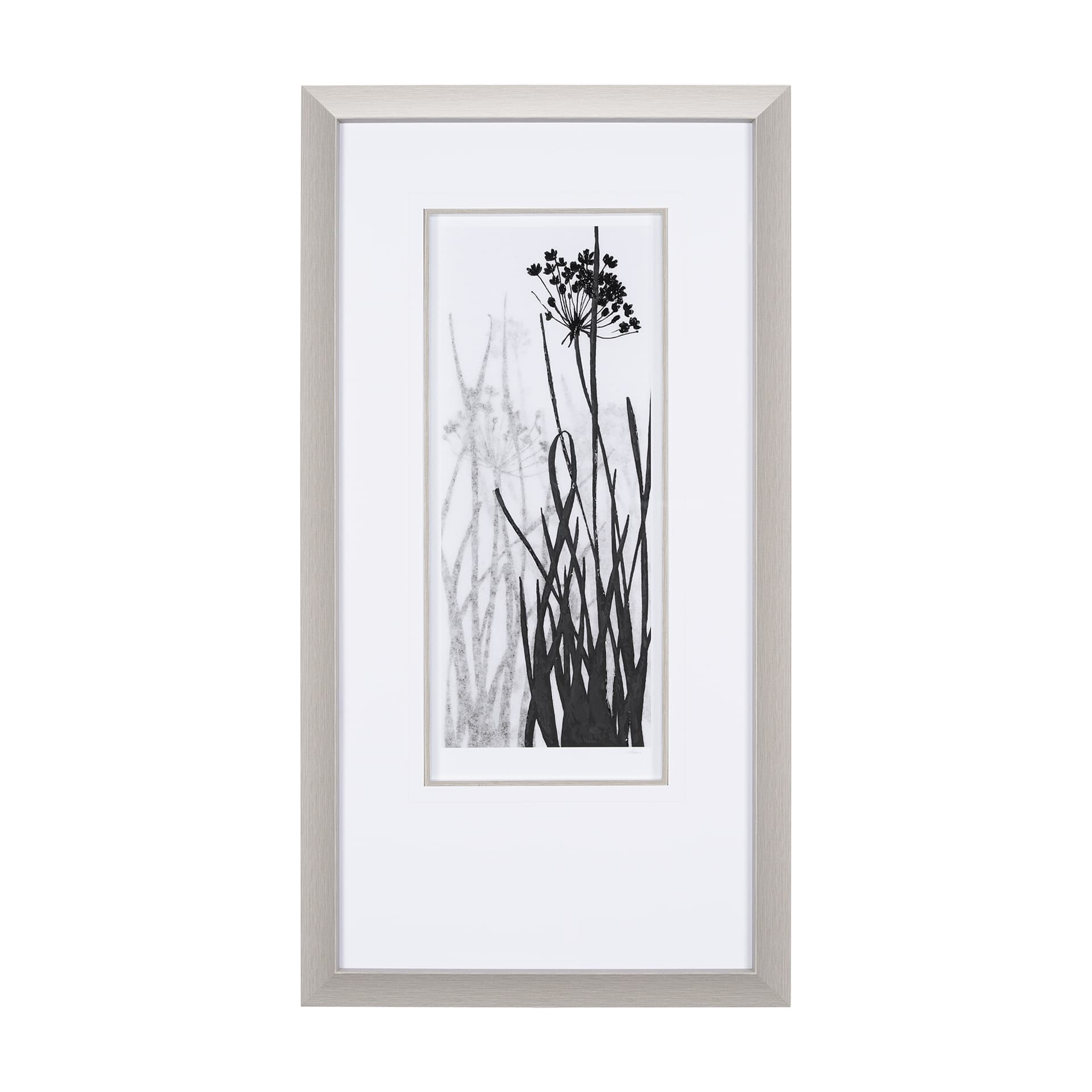 Floral Silhouette I by Mercana Studio Hand Embellished Textured Framed Art Print Matted under Glass — product photograph