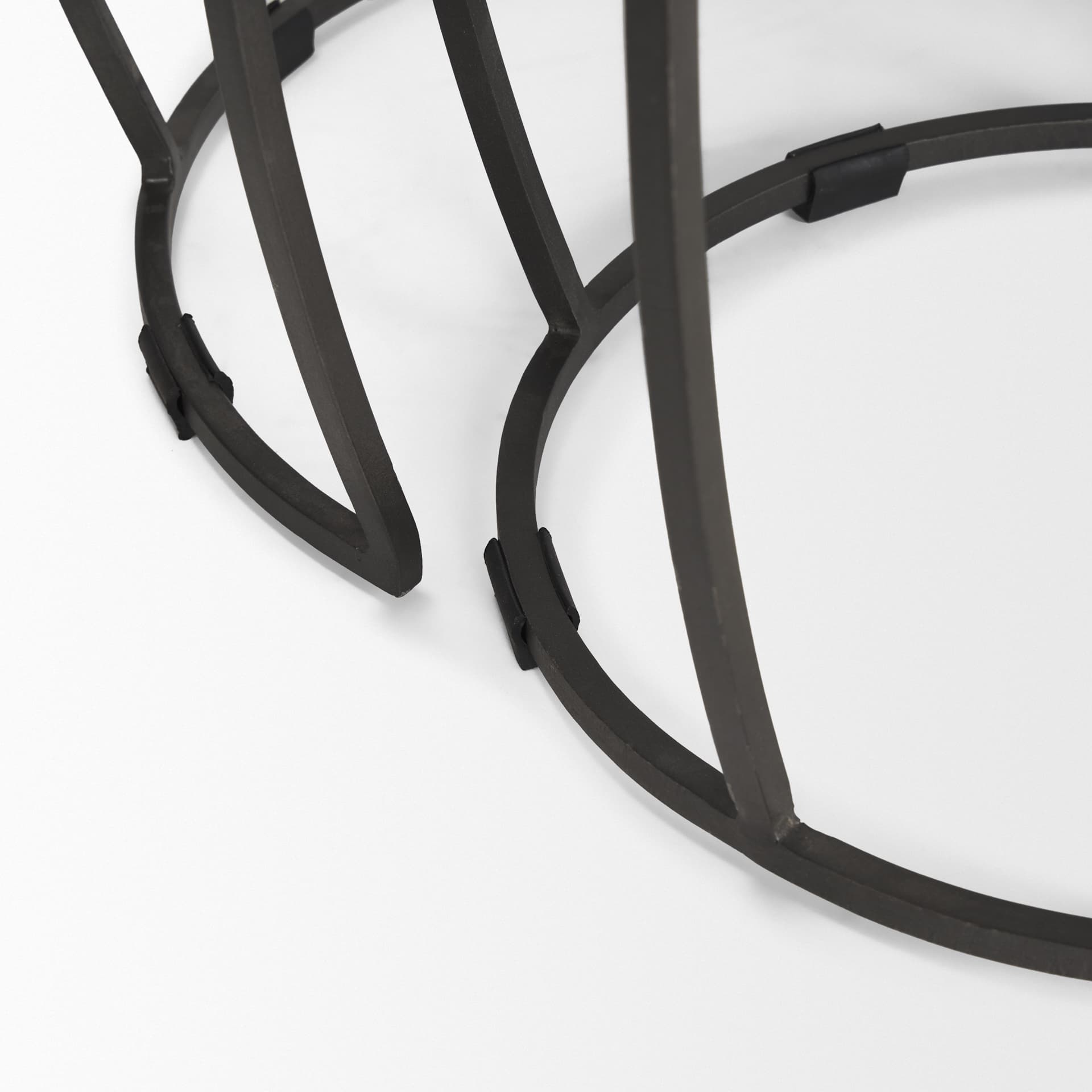 Clapp Round Light Brown W/ White Wash Wood and Silver Metal Nesting Accent Tables (Set of 2) — product photograph