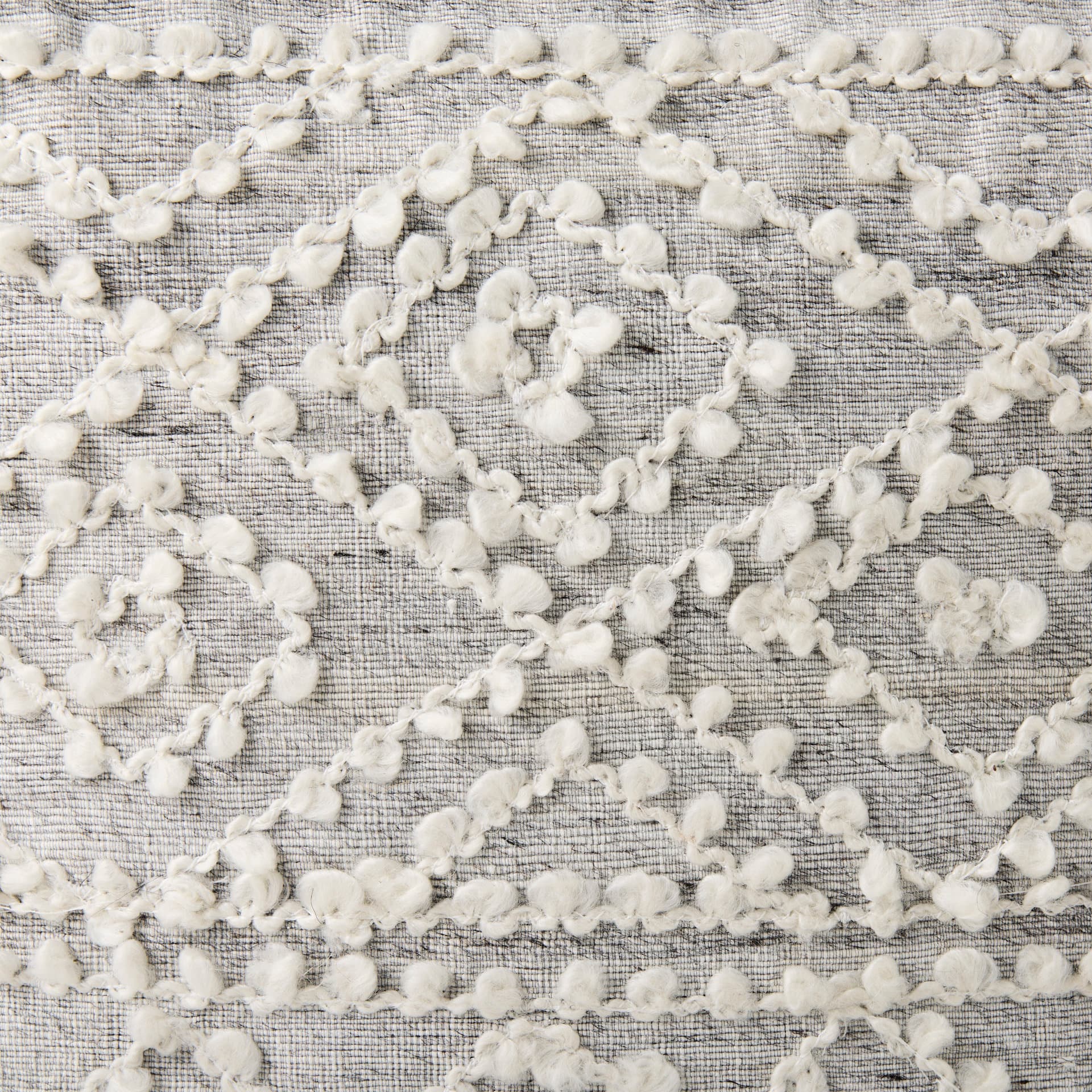 Farida 6.0L x 16.0W x 16.0H Light Gray Wool and Polyester Patterned Pouf — product photograph