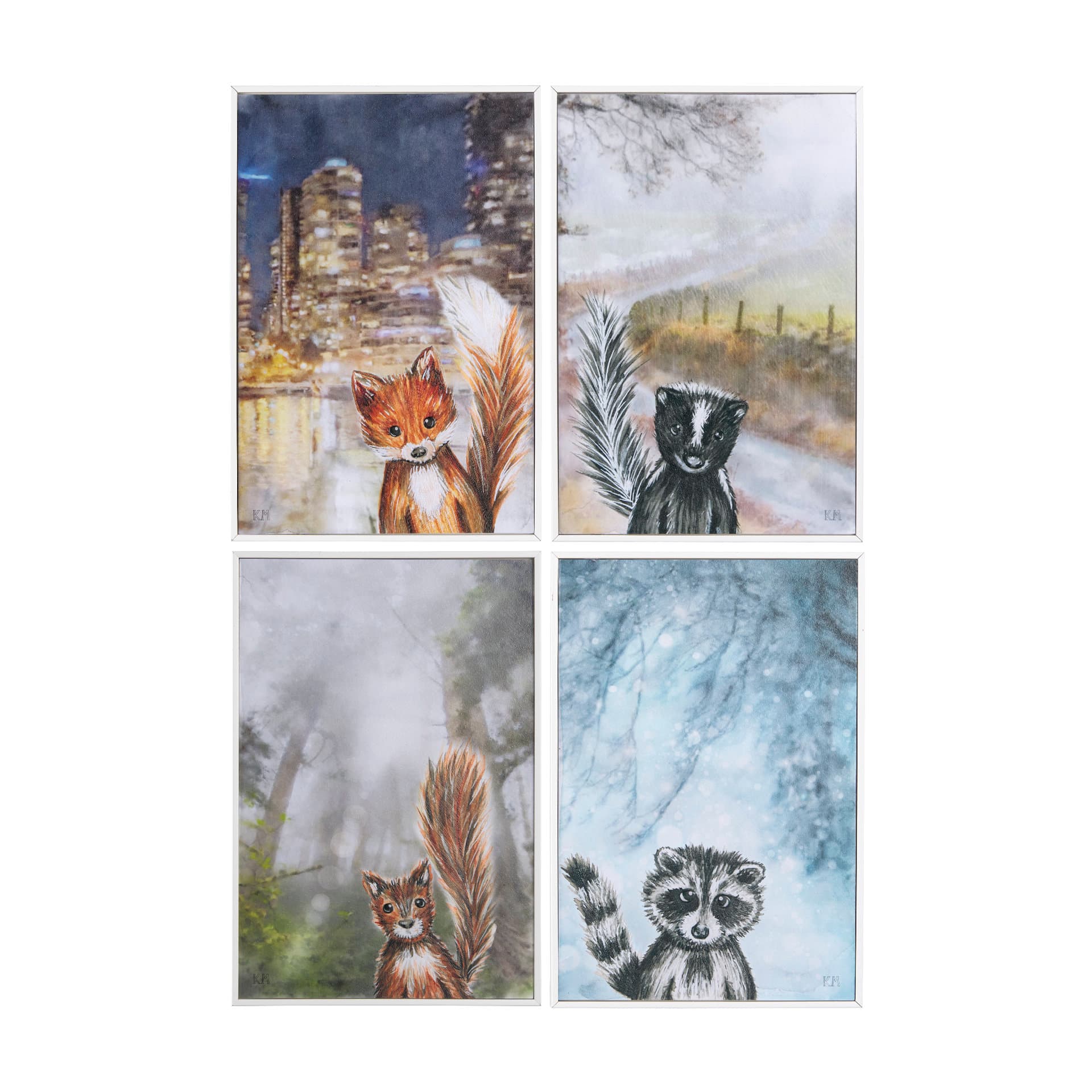 City Fox by Mercana Studio a Hand Embelished Textured Framed Art Print — product photograph