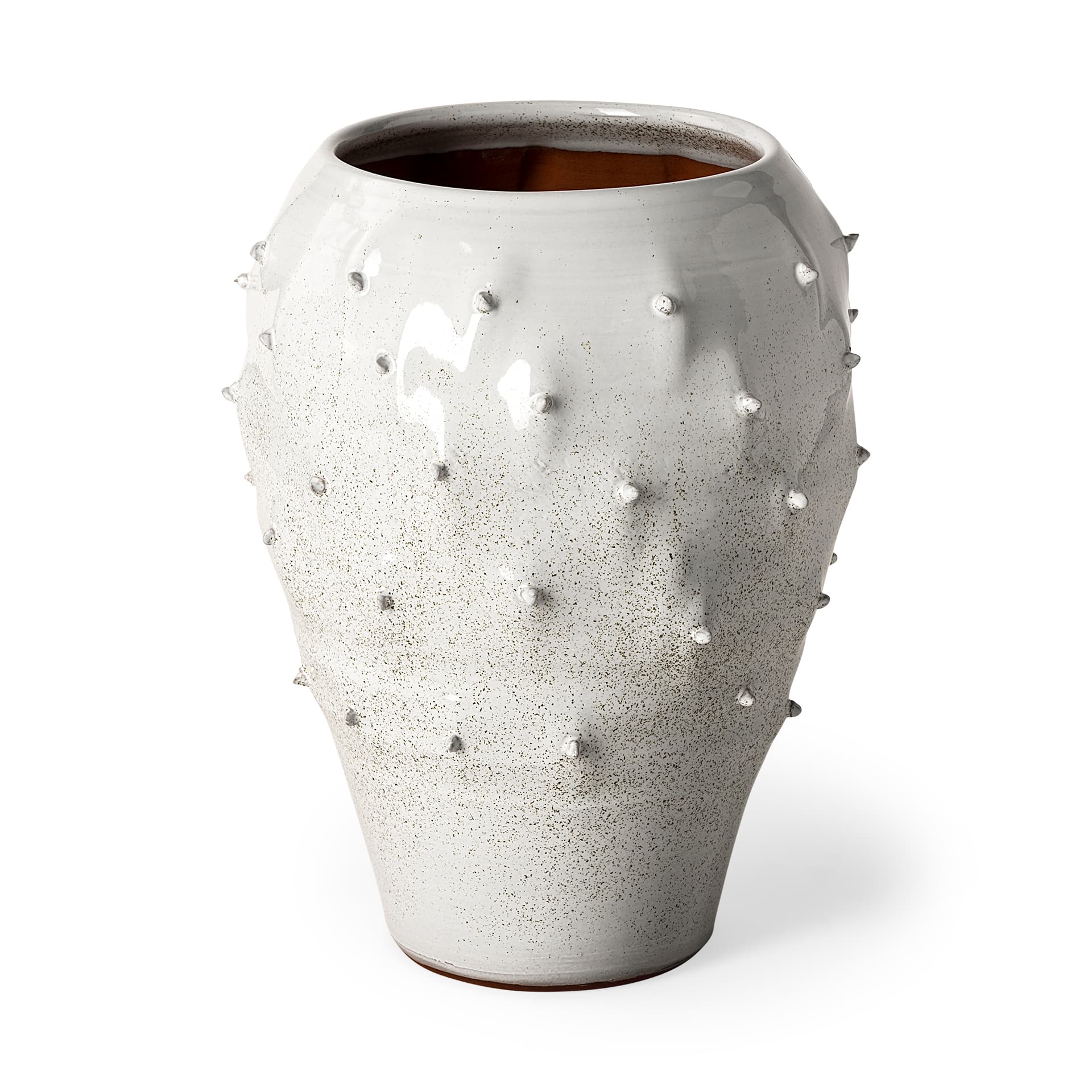Julian Large Glossy White Ceramic Spoked Vase — product photograph