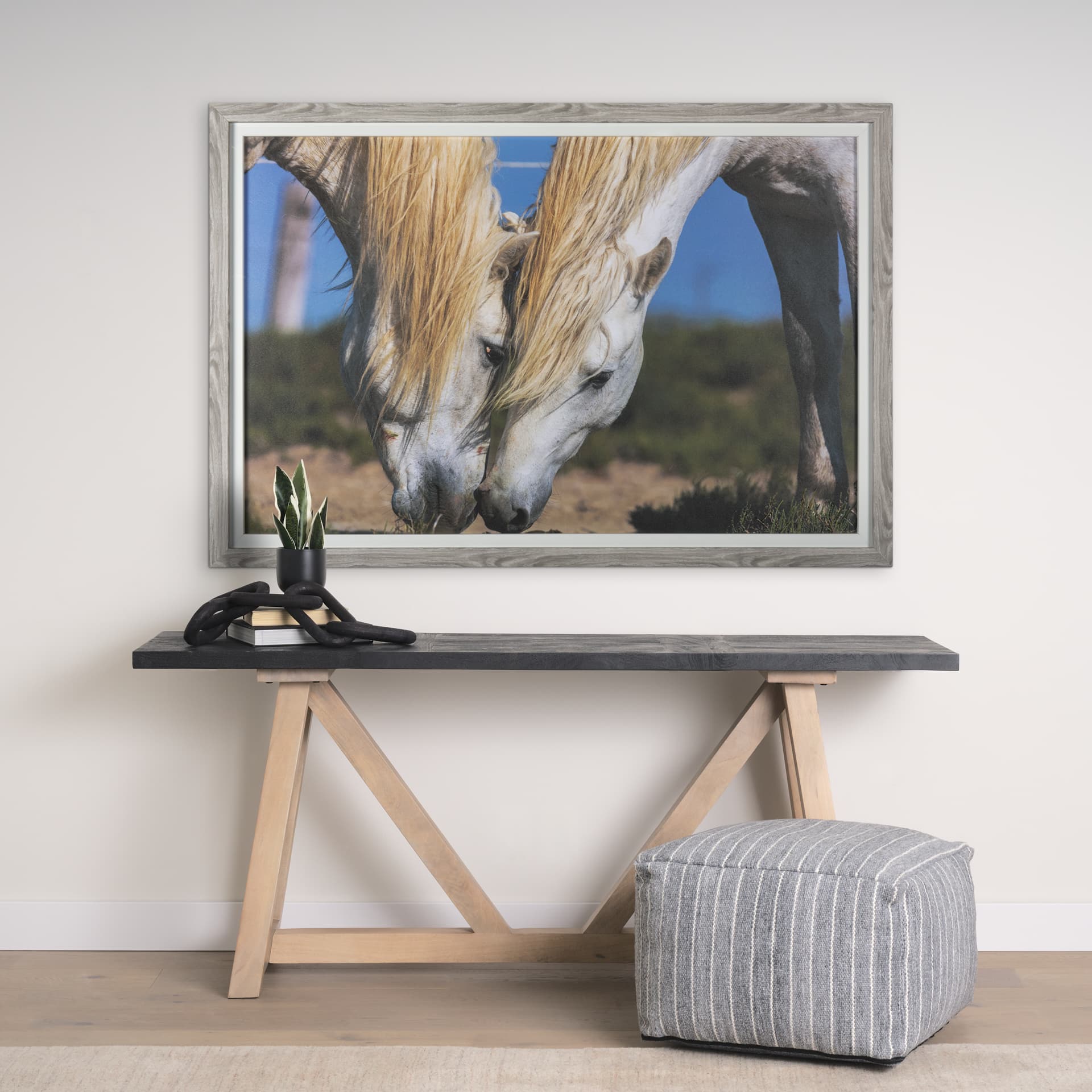 Nuzzled Together by Mercana Studio a Hand Embellished Textured Framed Art Photo Matted under Glass — in a styled room