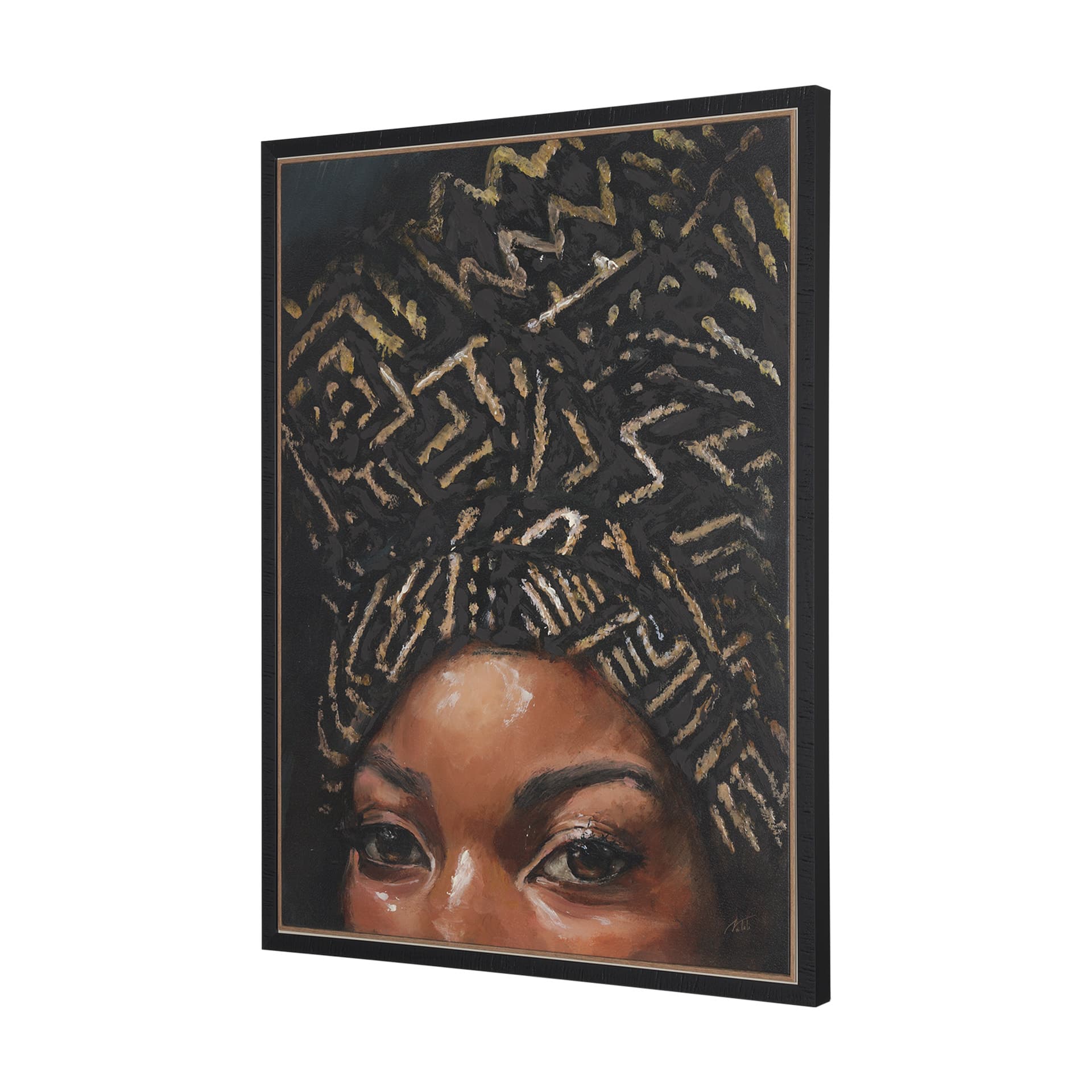Mud Cloth Head Scarf II by Mercana Studio a Hand Embellished Textured Framed Canvas — product photograph
