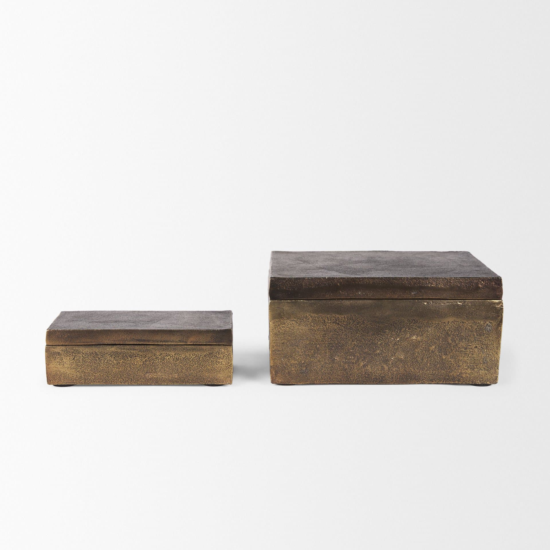 Porschia Small Antiqued Gold Metal Decorative Box — product photograph