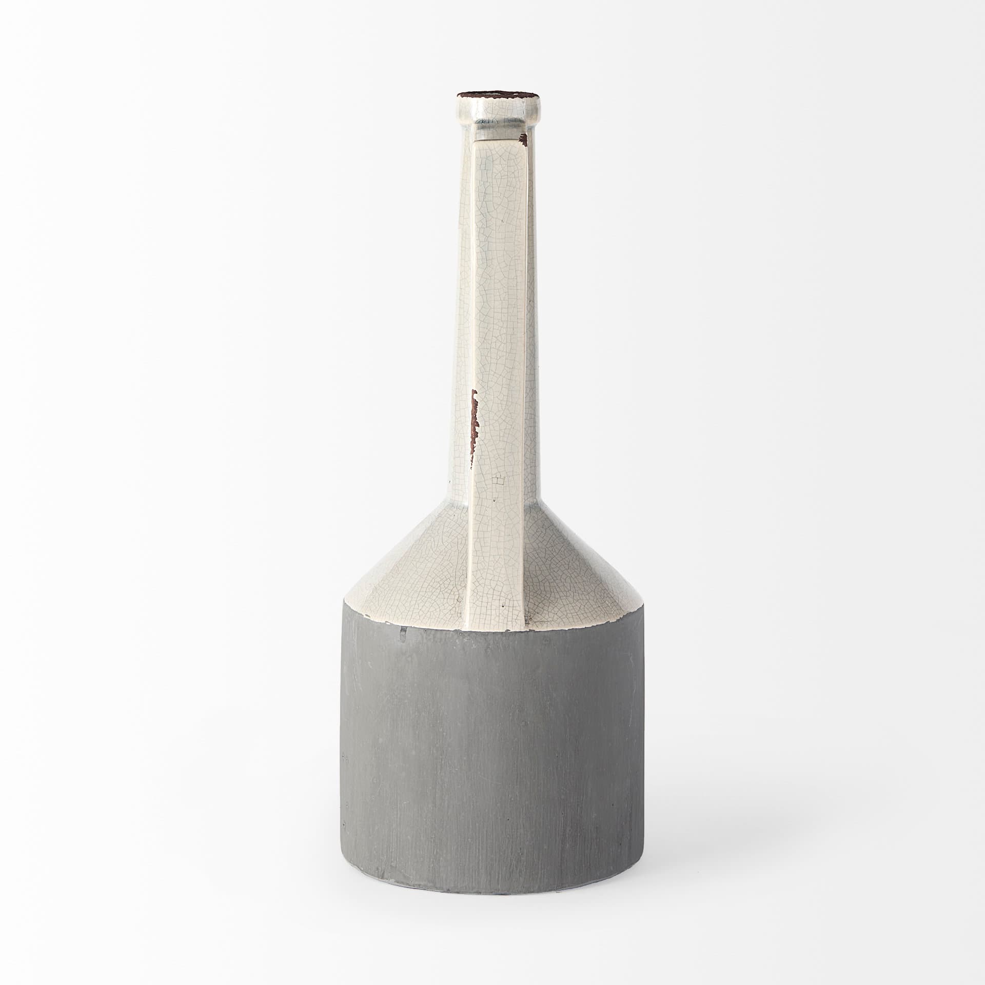 Burton 16.7H Large Two Tone Gray Ceramic Jug Vase — product photograph