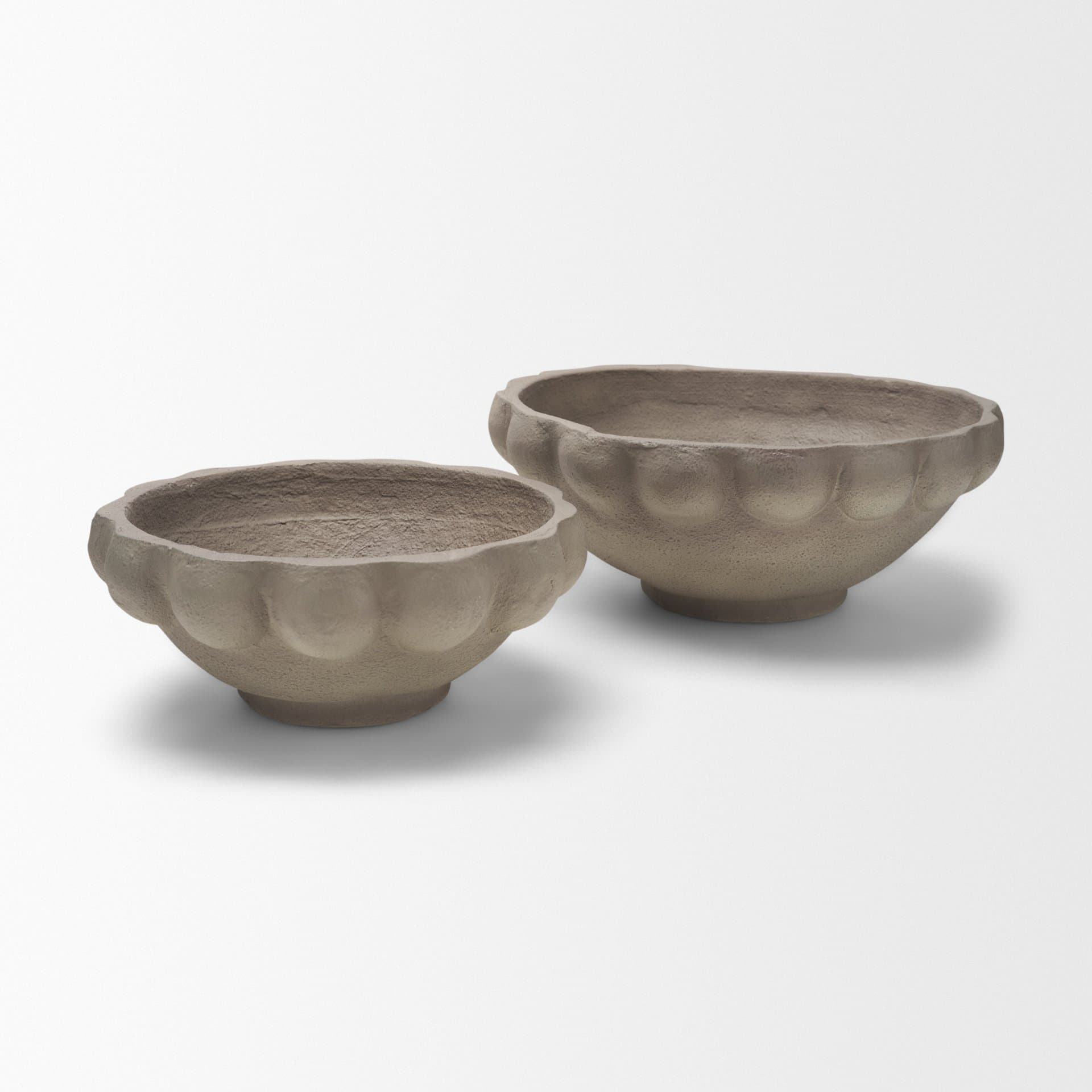Konya Small Earthen Gray-Brown Dotted Paper Mache Centerpiece Bowl — product photograph