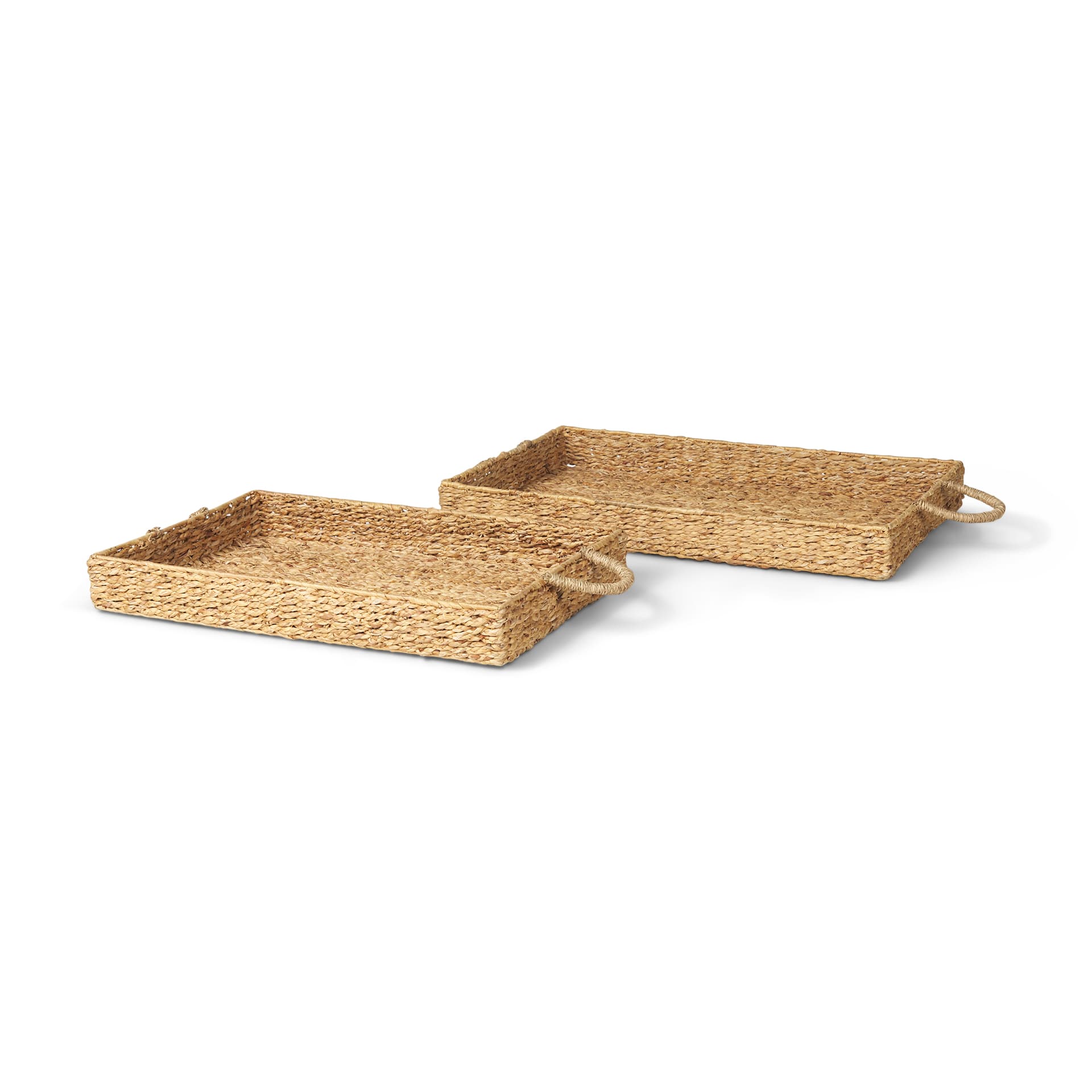 Hona Set of 2 Large Rectangular Nesting Water Hyacinth Trays — product photograph