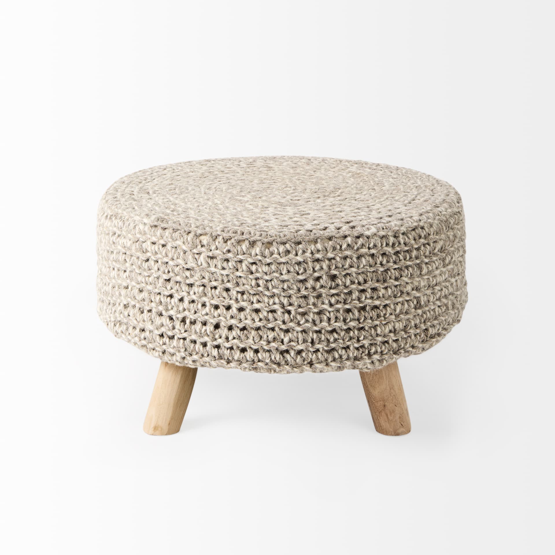 Bina 24.0L x 24.0W x 14.0H Light Gray 4 Legged Wool Stool — product photograph