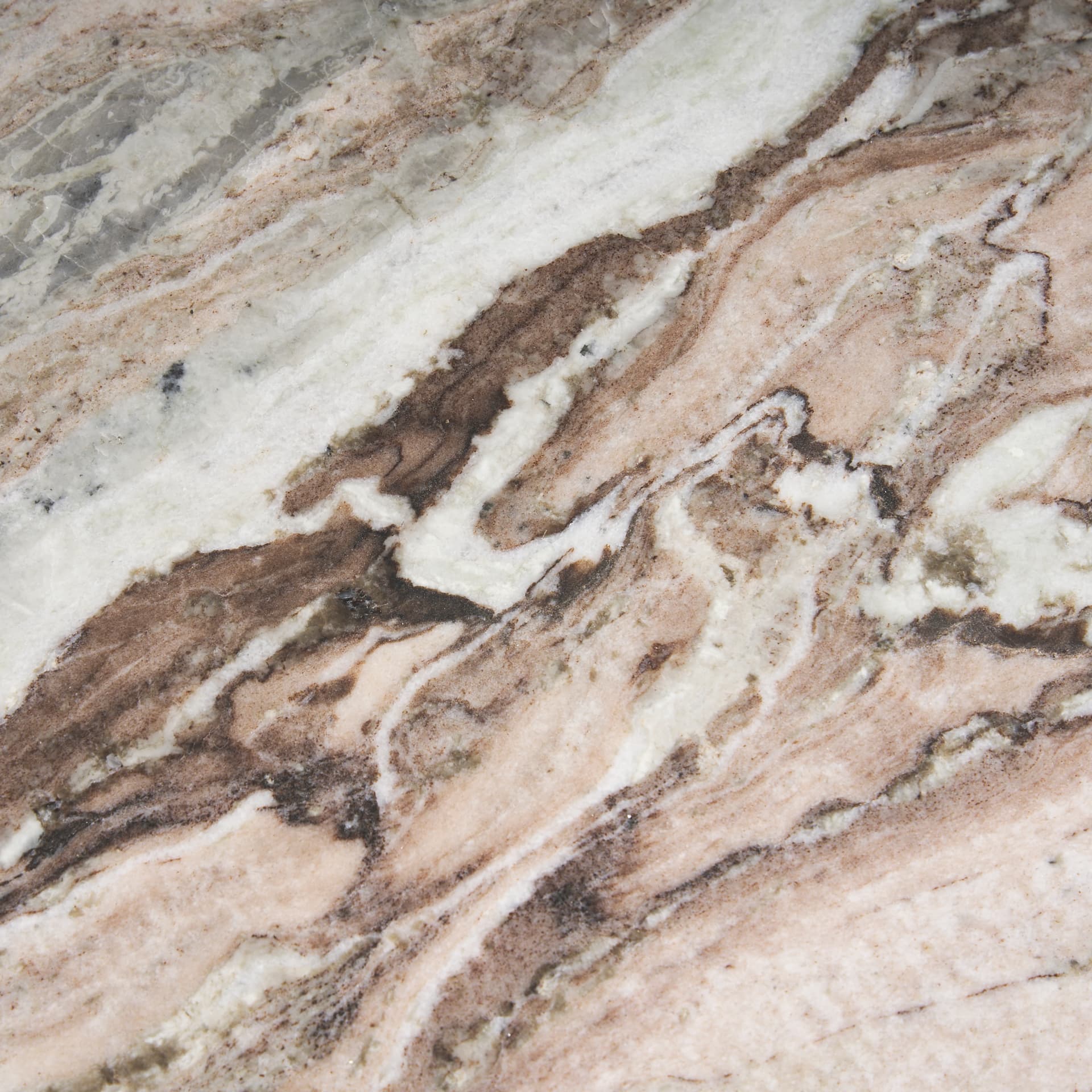 Allyson 54" Round Pedestal Dining Table | Savar Pink Marble & Brown Wood | Seats 6 — product photograph