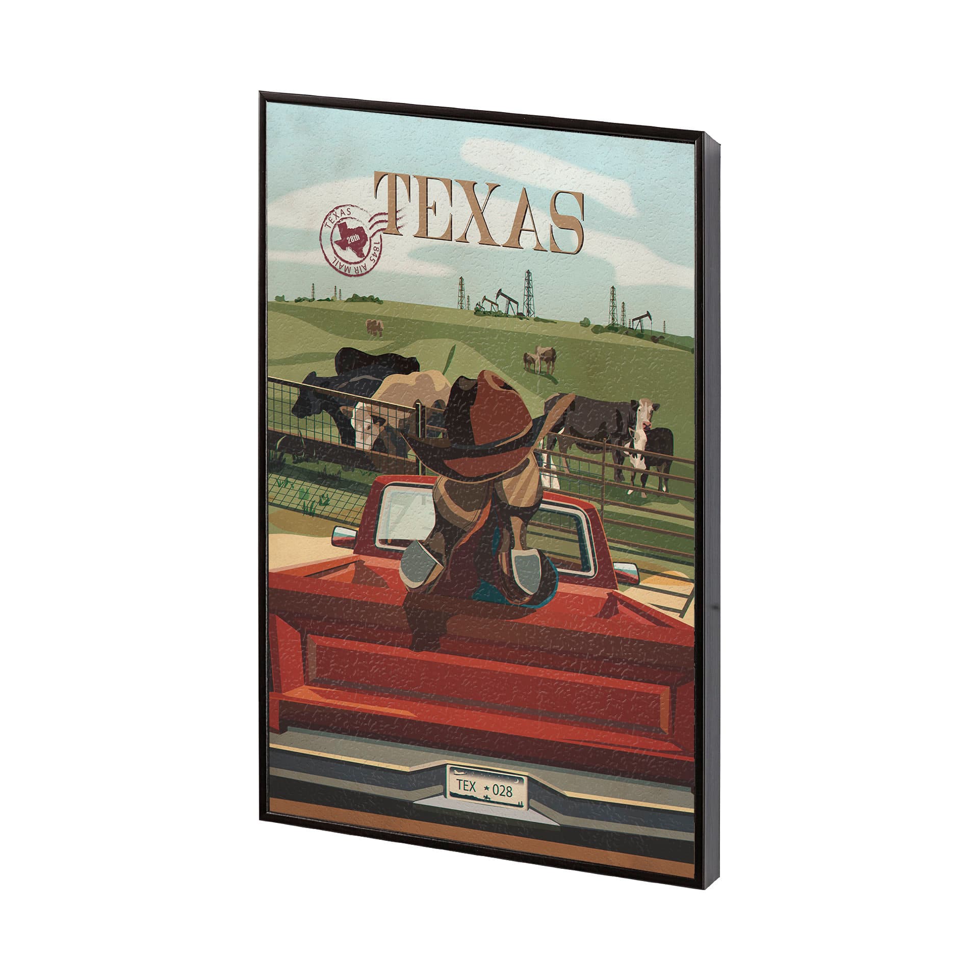 Texas Go USA (SM) by Mercana Studio a Hand Embellished Decograph Framed Art Print — product photograph