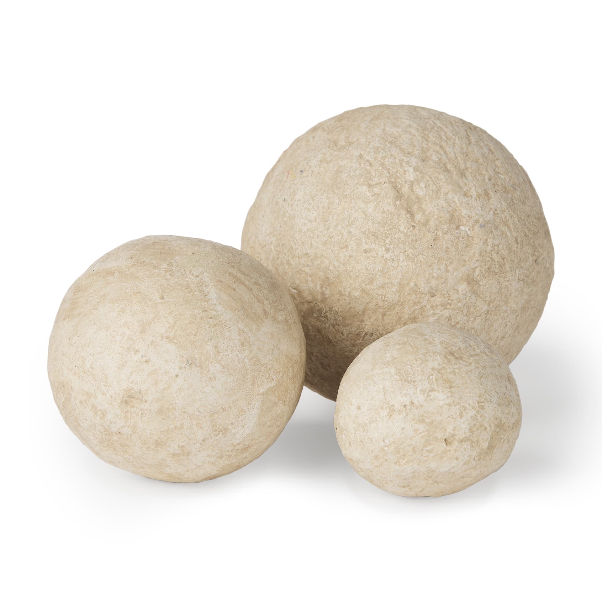 Sunita Set of 3 Beige Paper Mache Orbs — product photograph