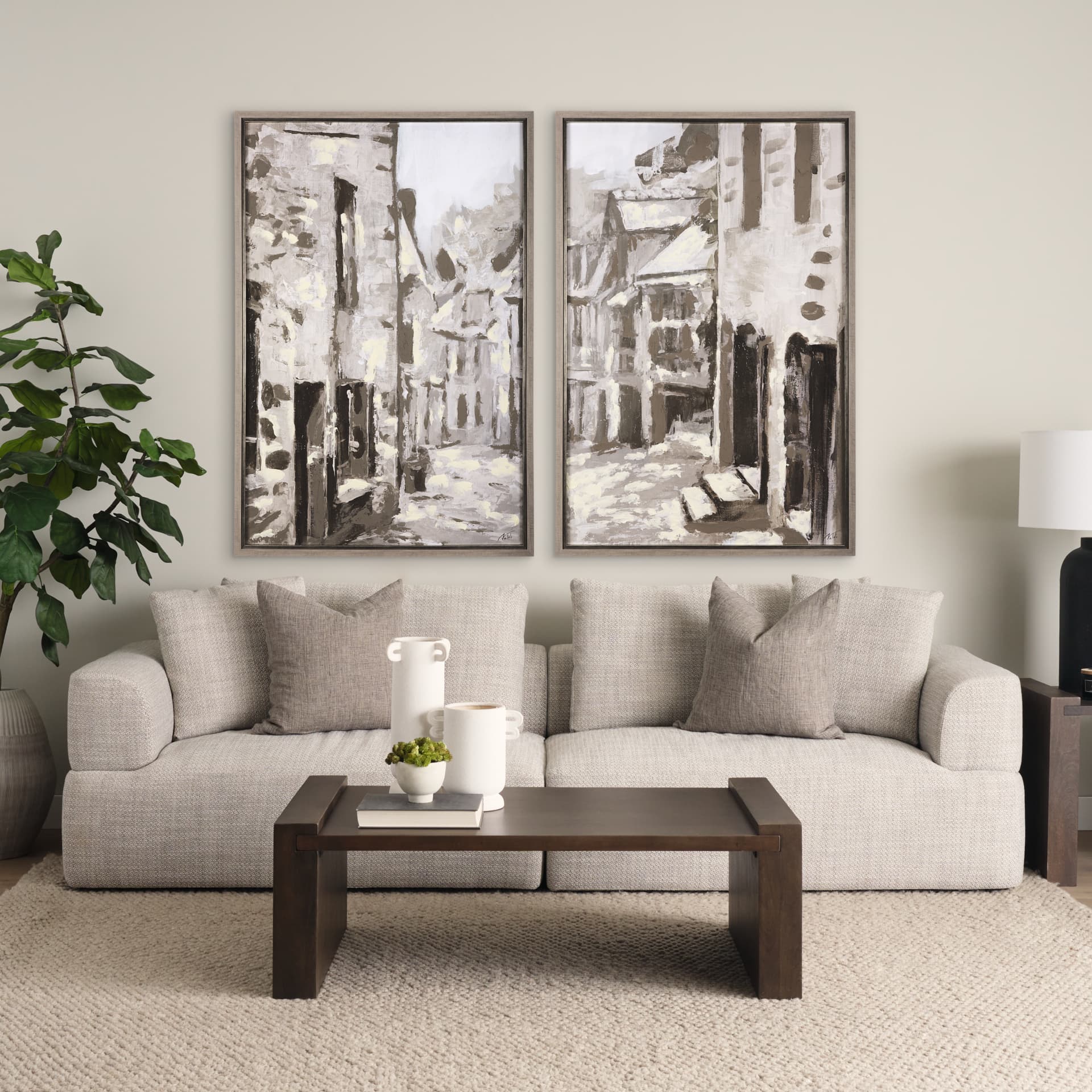 Old Lane I by Mercana Studio a Hand Embellished Textured Framed Art Print — in a styled room
