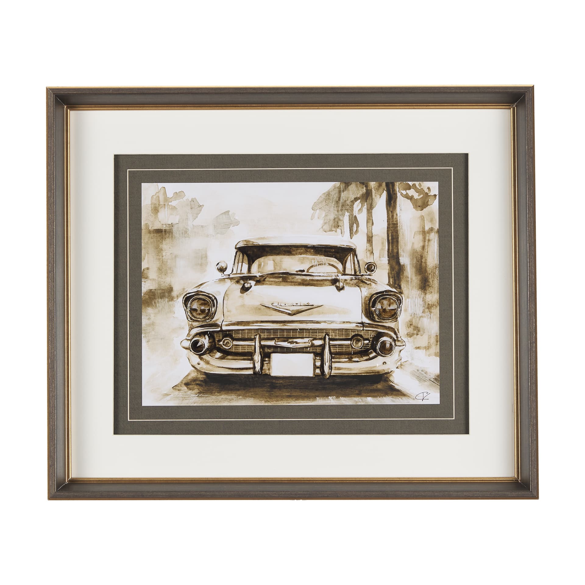 Vintage Car Picture IV by Mercana Studio Hand Embellished Framed Art Print Matted under Glass — product photograph