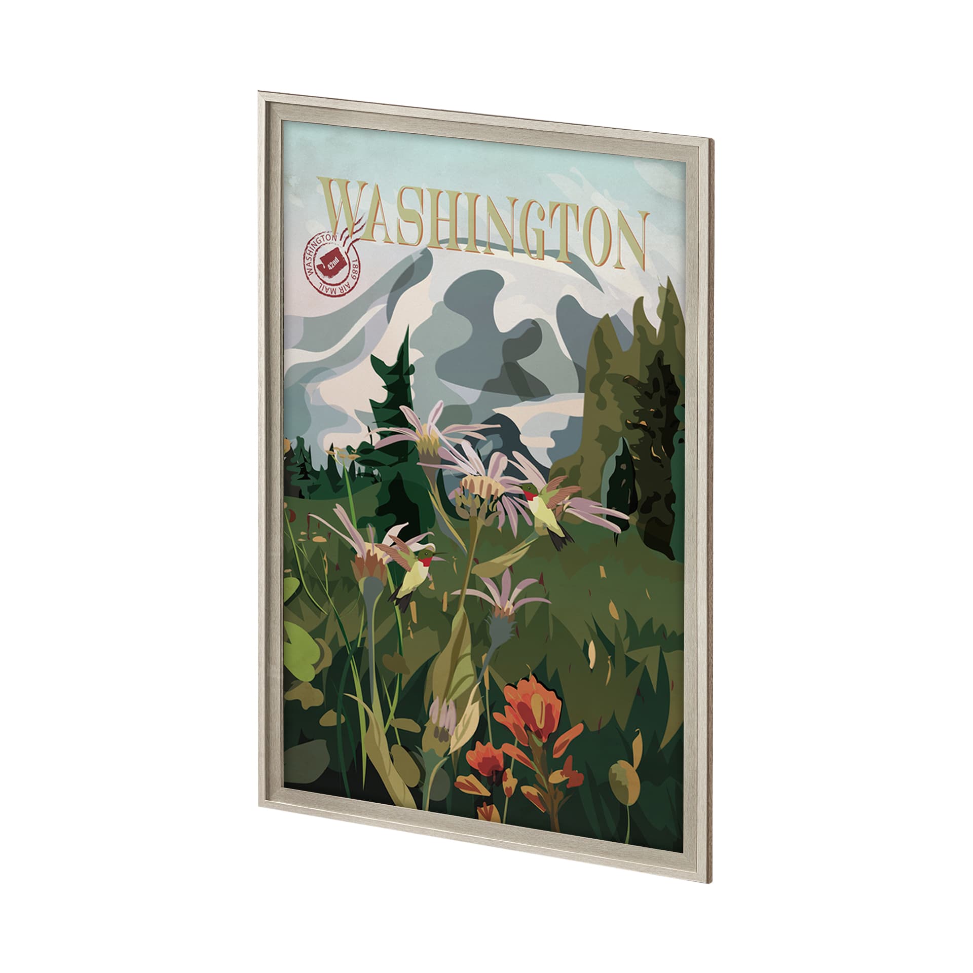 Washington Go USA (XL) by Mercana Studio a Hand Embellished Decograph Framed Art Print under Glass — product photograph