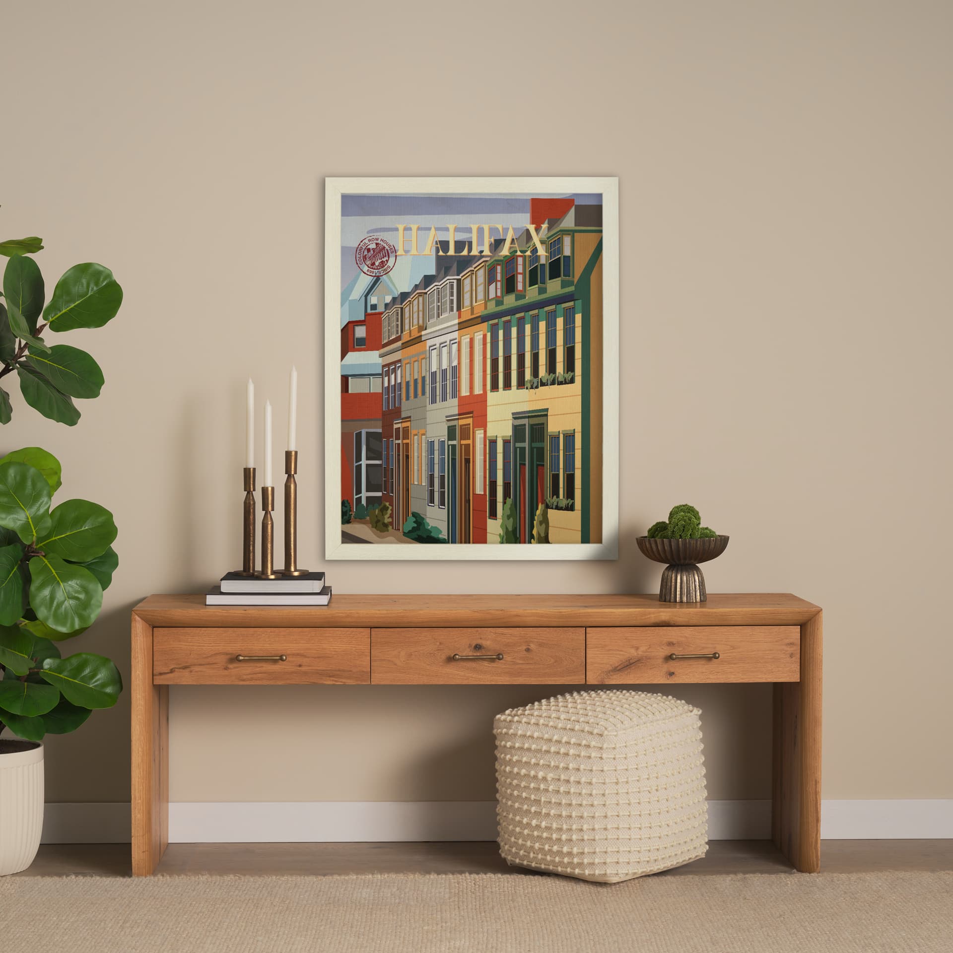 Halifax Go Canada (L) by Mercana Studio a Hand Embellished Decograph Framed Art Print — in a styled room