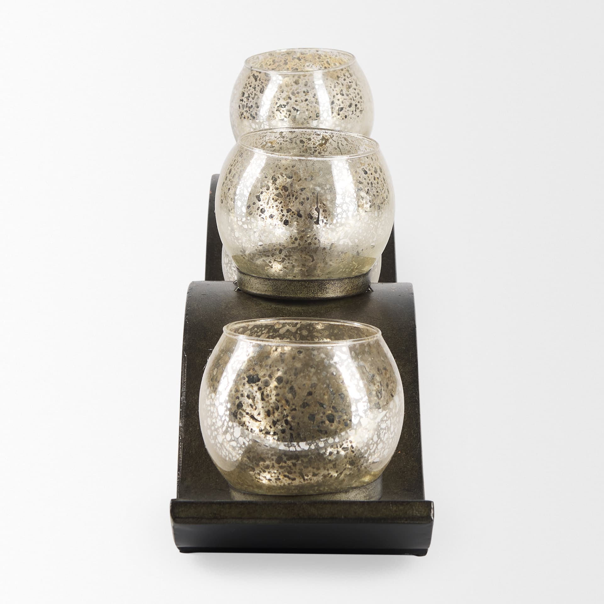 Lux Copper Metal Five Hurricane Glass Holder Table Candle Holder — product photograph
