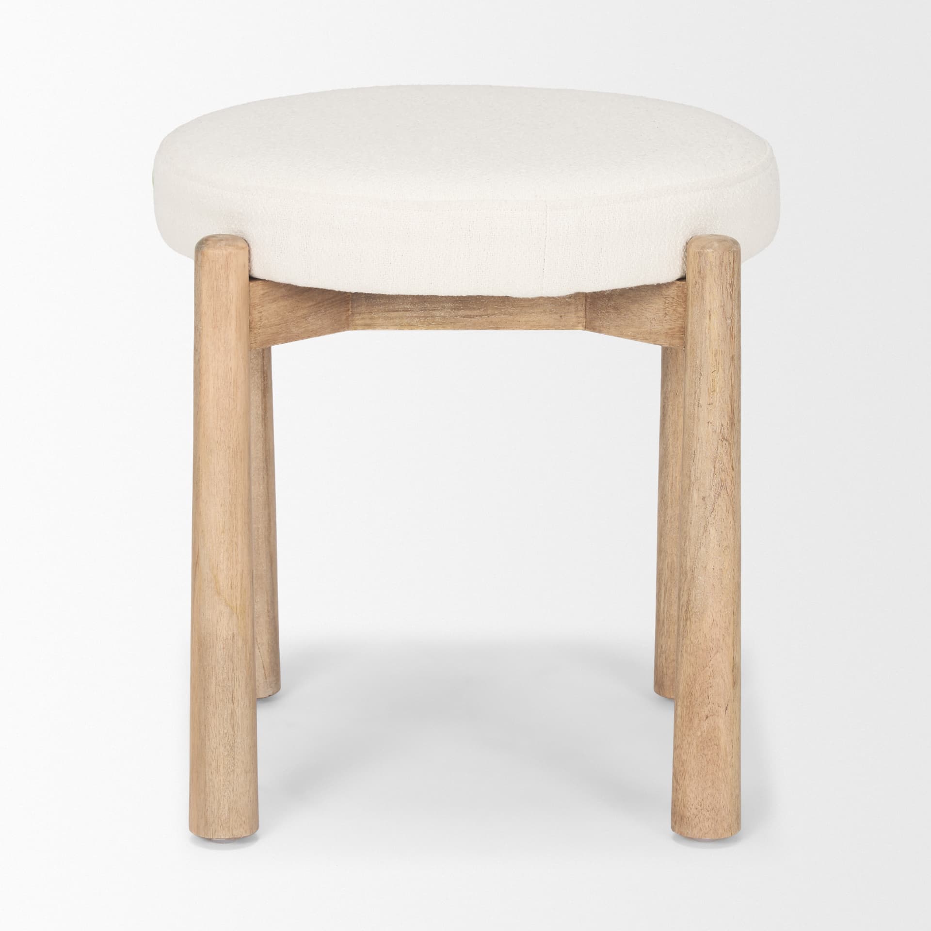 Shaiden Brown Wood w/ Cream Fabric Stool — product photograph