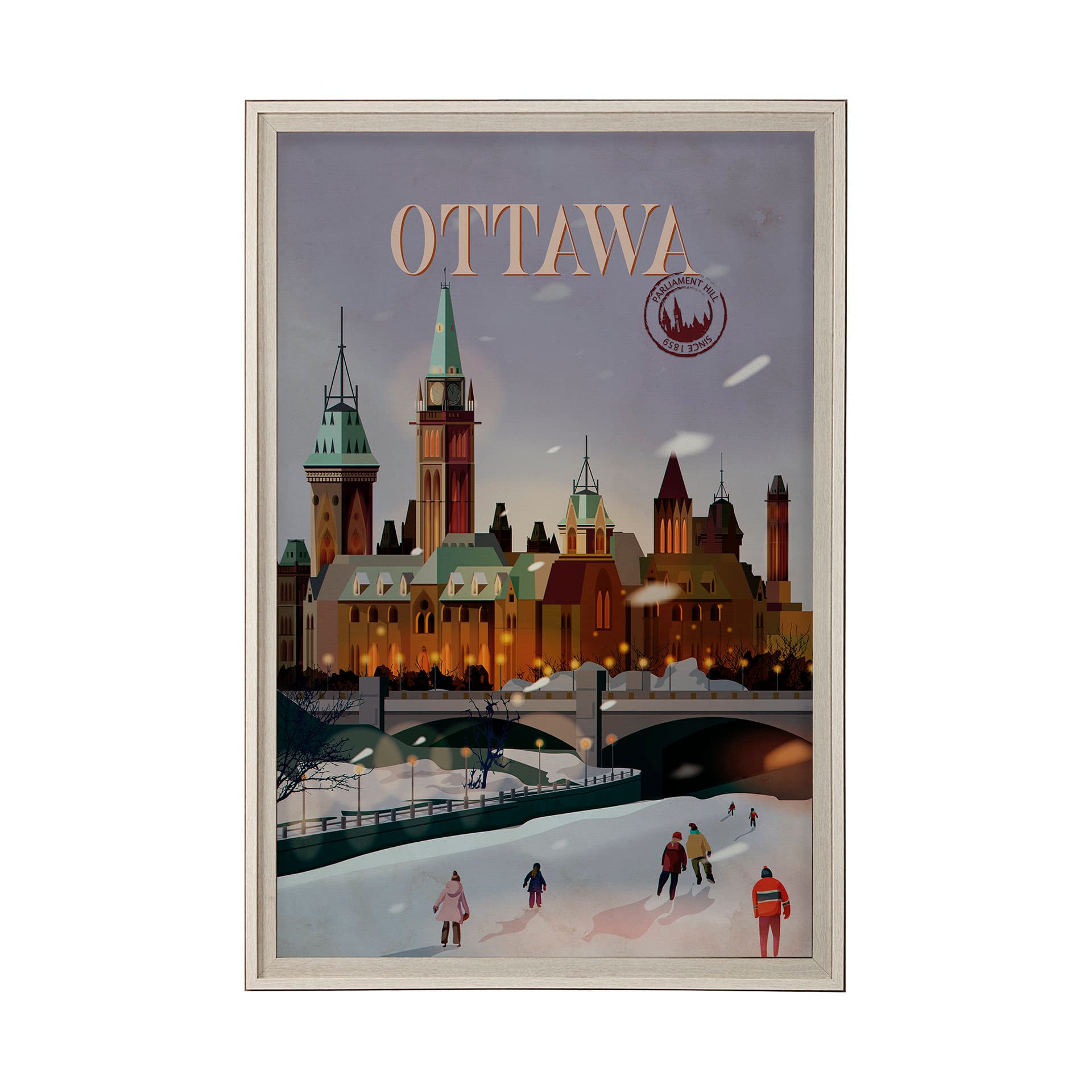 Ottawa Go Canada (XL) by Mercana Studio a Hand Embellished Decograph Framed Art Print under Glass — product photograph