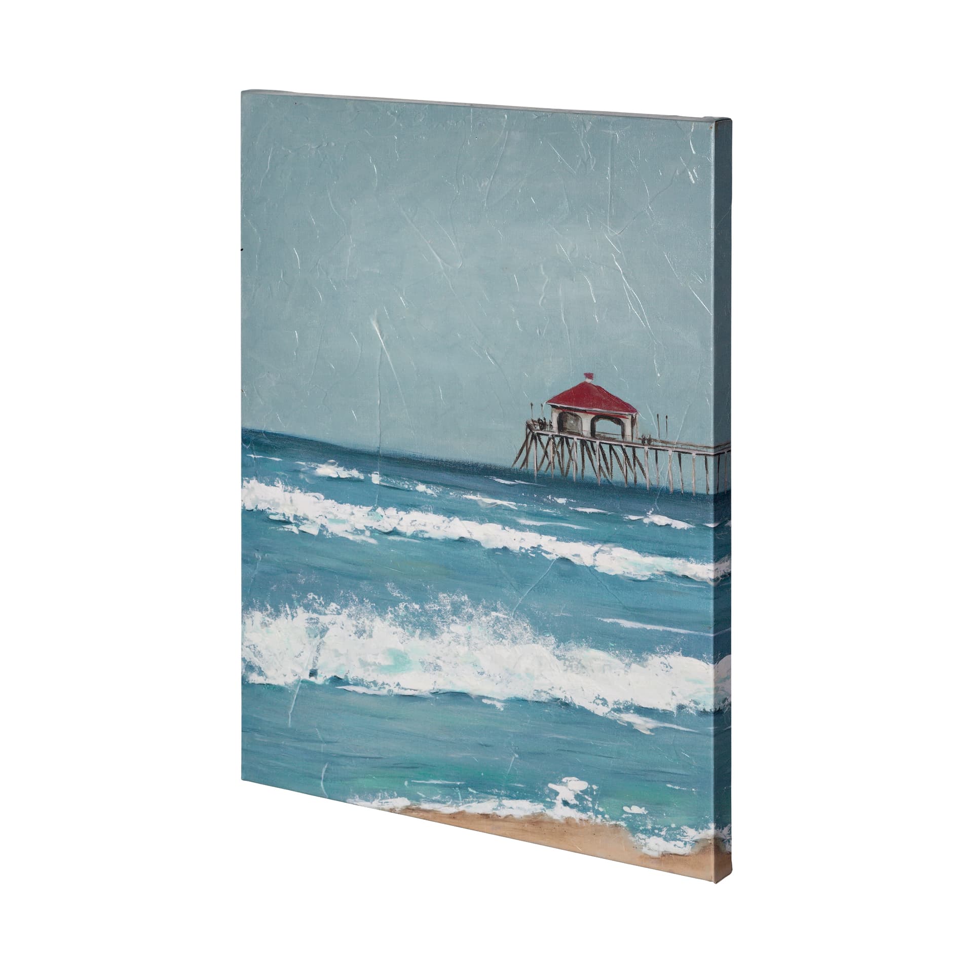 Fishing Pier I by Jade Reynolds a Hand Embellished Textured Canvas — product photograph