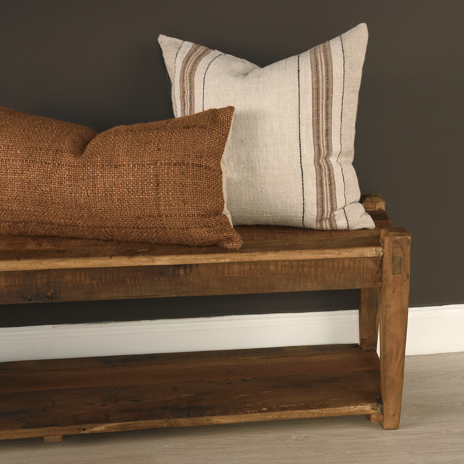Ashwick Dark Brown Reclaimed Wood Bench — product photograph
