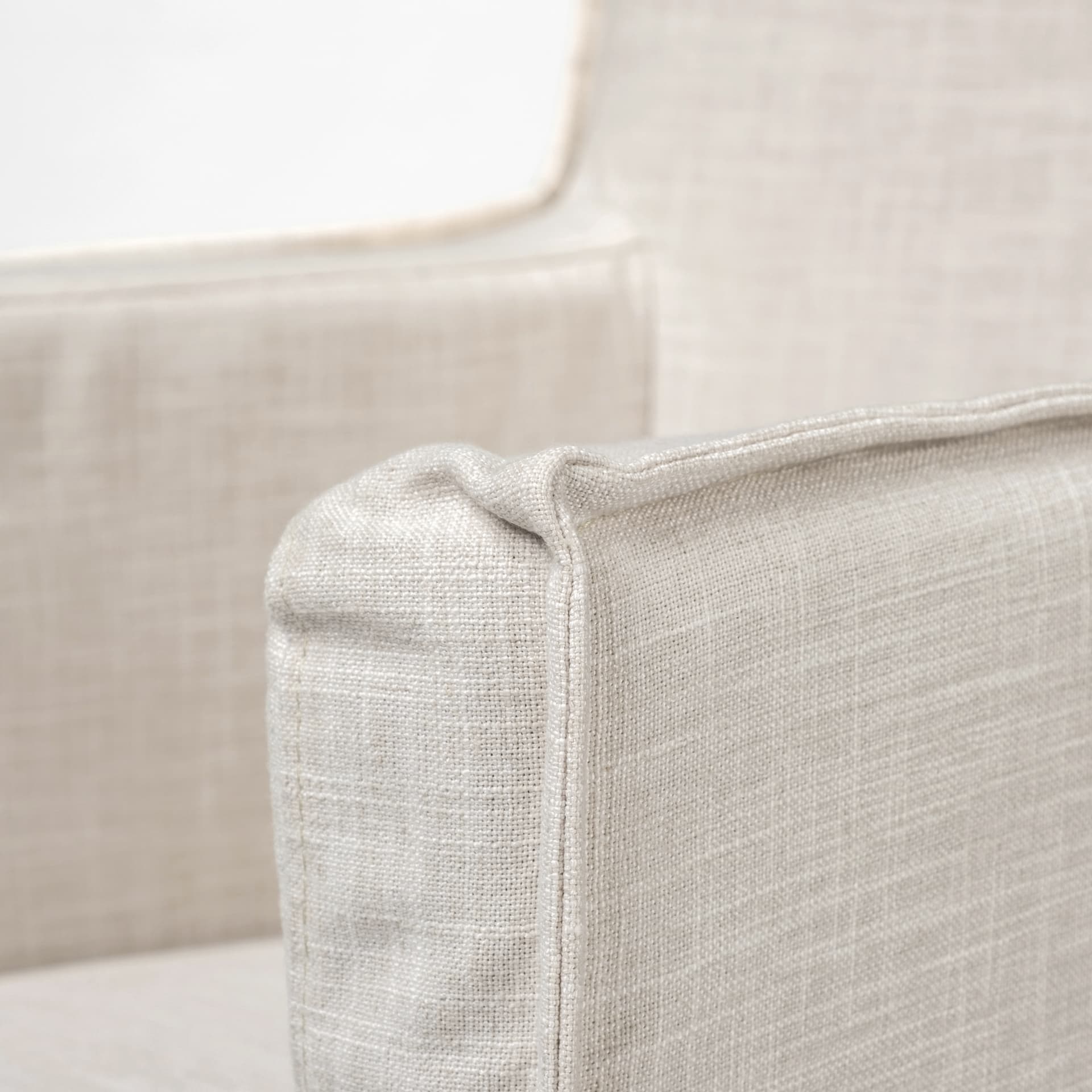Elbert Solid Back Dining Side Chair | Cream Fabric w/ Brown Wood — product photograph