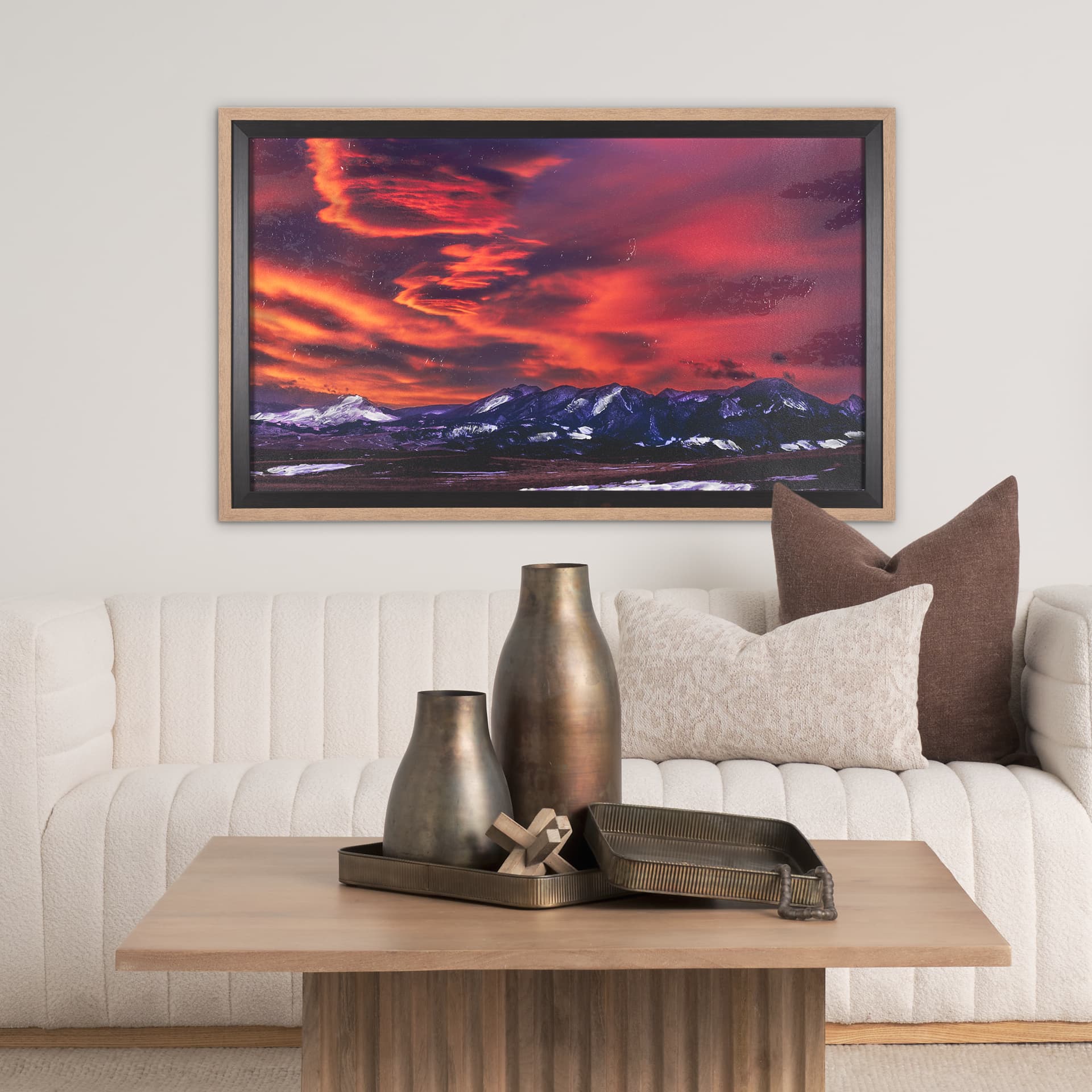 Livingston Peak by Gary Blatter a Hand Embelished Textured Framed Photo Art Print Matted under Glass — in a styled room