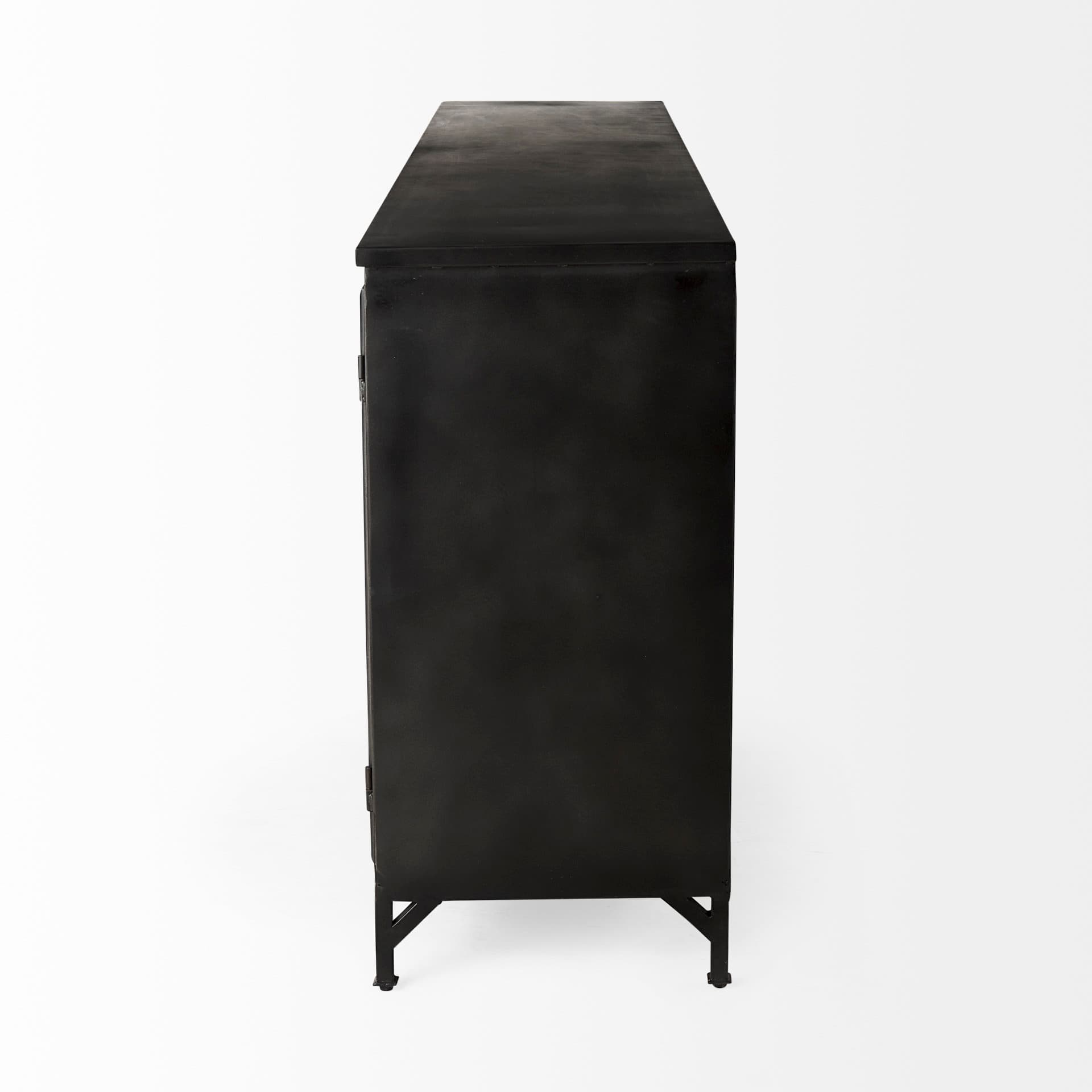 Poppy I 79x16 Black Metal With Glass Door Sideboard — product photograph