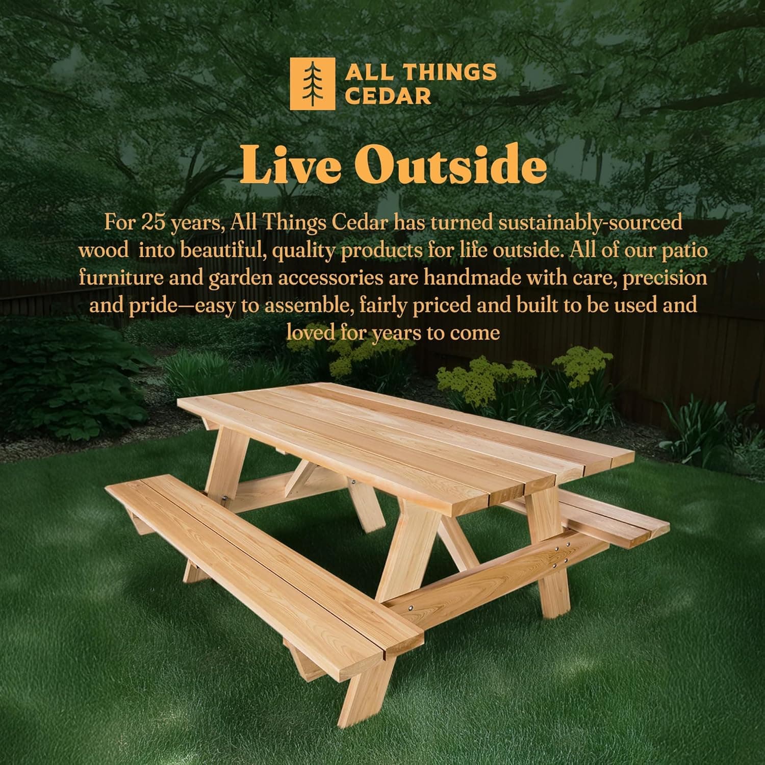 6-Ft Cedar Picnic Table — product photograph