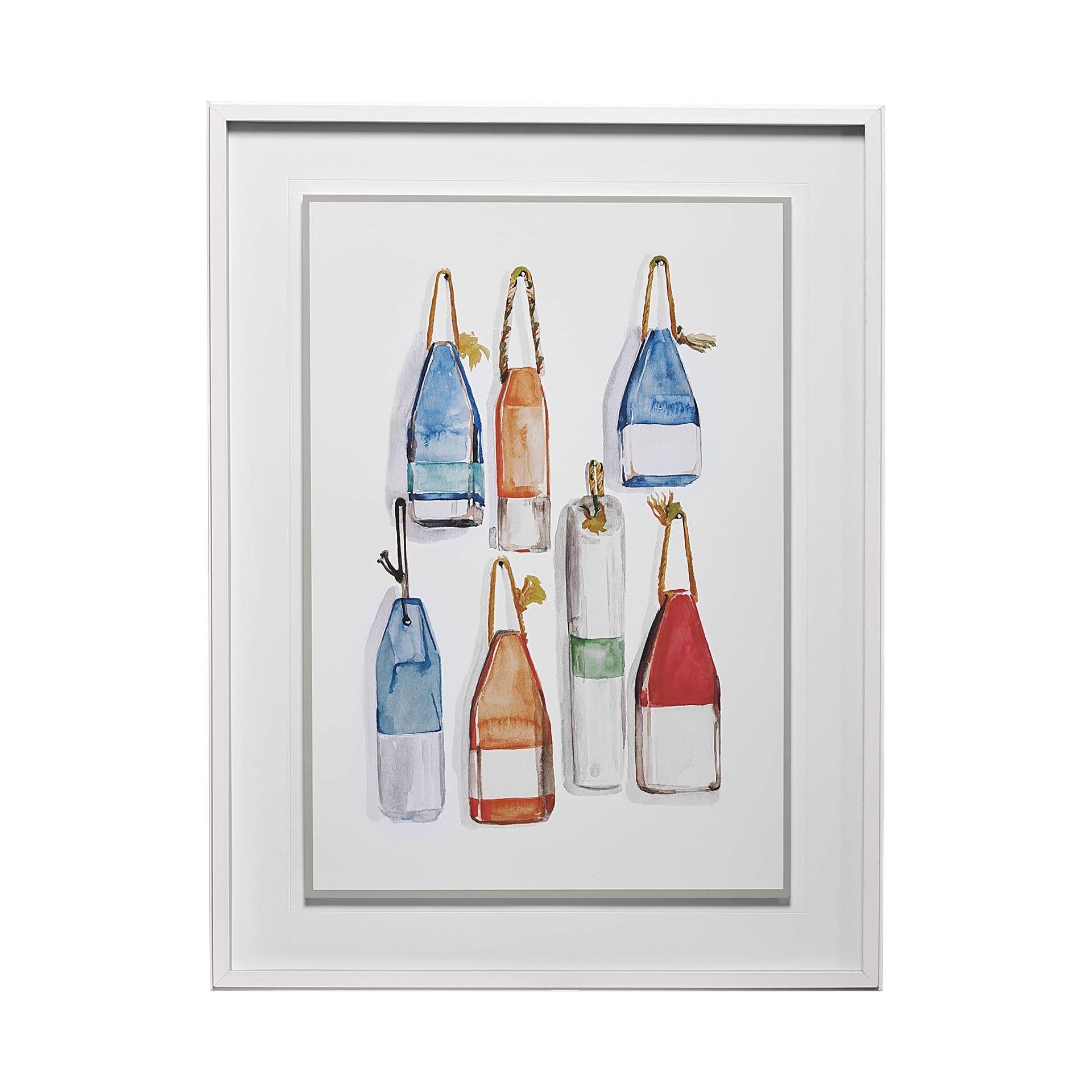 Watercolor Buoys I by Jenifer Paxton Parker a Framed Art Print Matted under Glass — product photograph