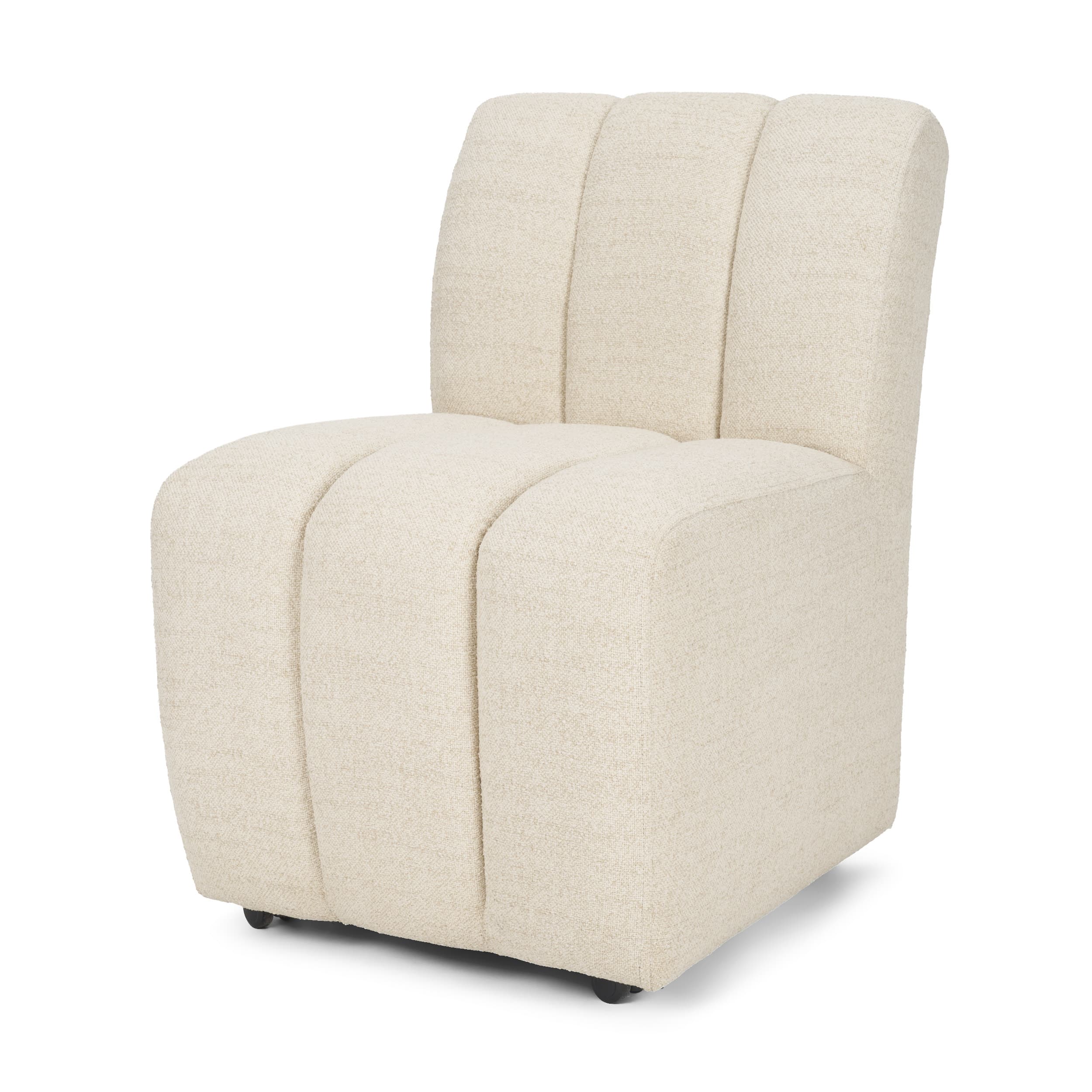 Wilkins Barrel Back Dining Arm Chair | Beige Fabric w/ Wood — product photograph